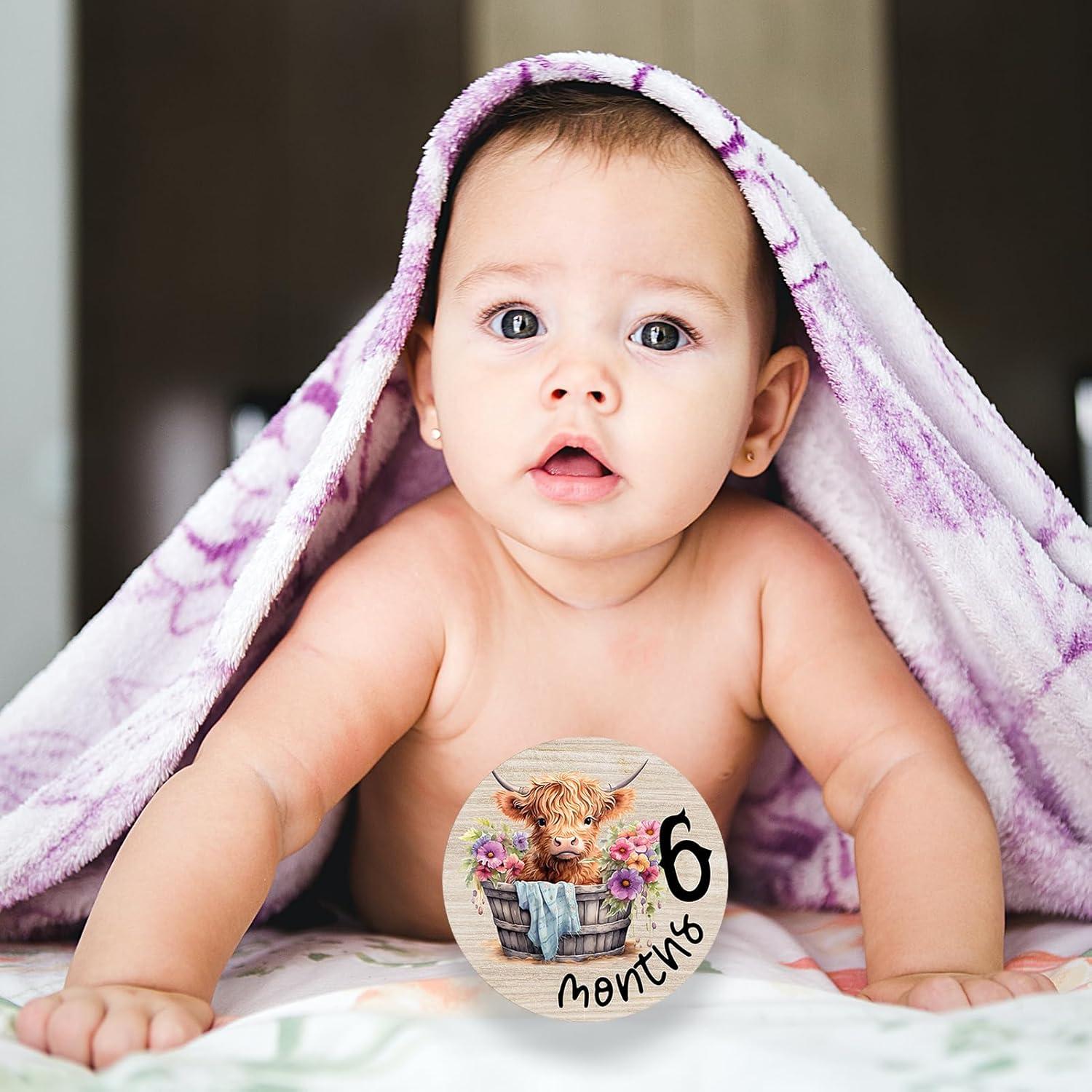 Tarjetas de Hito Mensual de Madera para Bebé - 7 Piezas