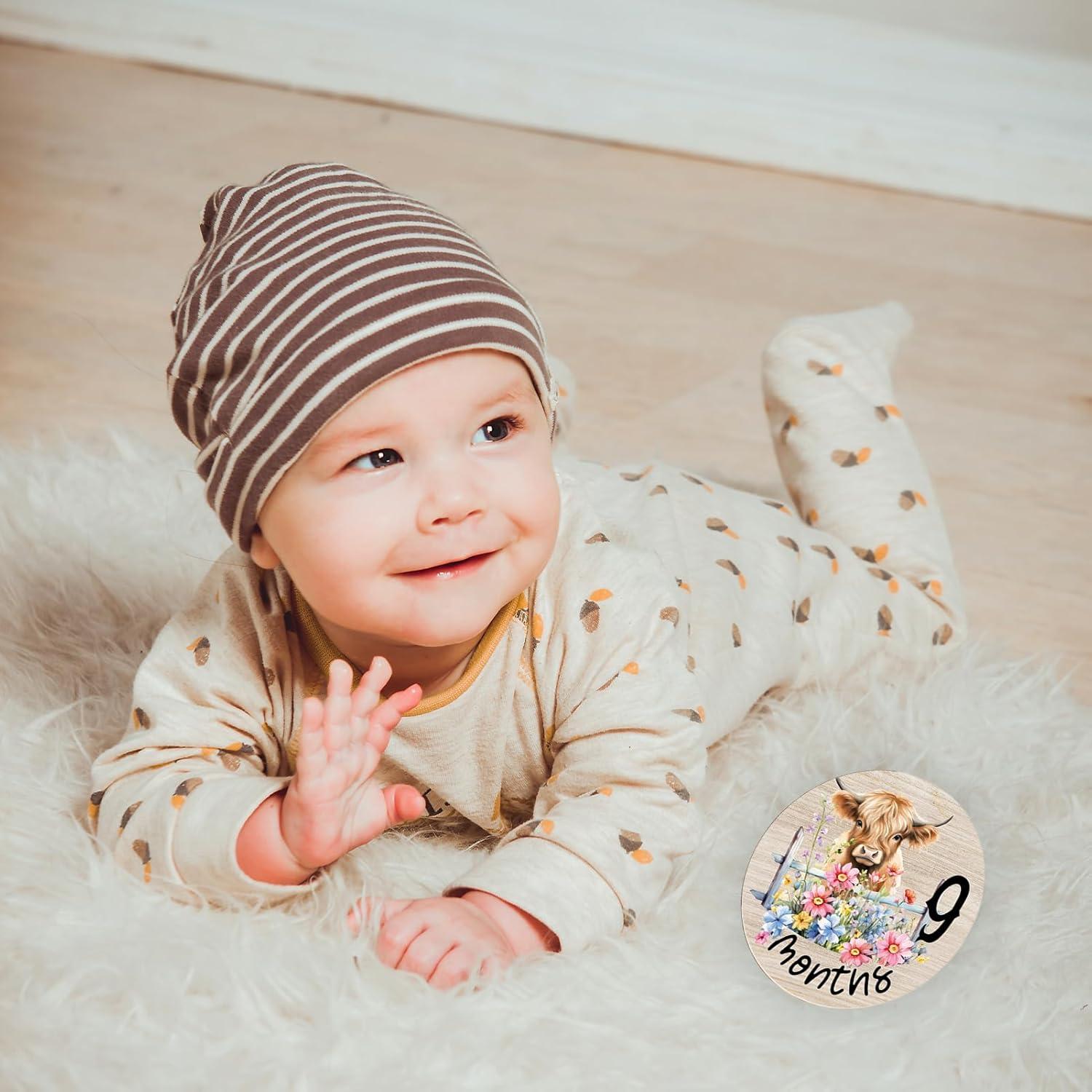 Tarjetas de Hito Mensual de Madera para Bebé - 7 Piezas