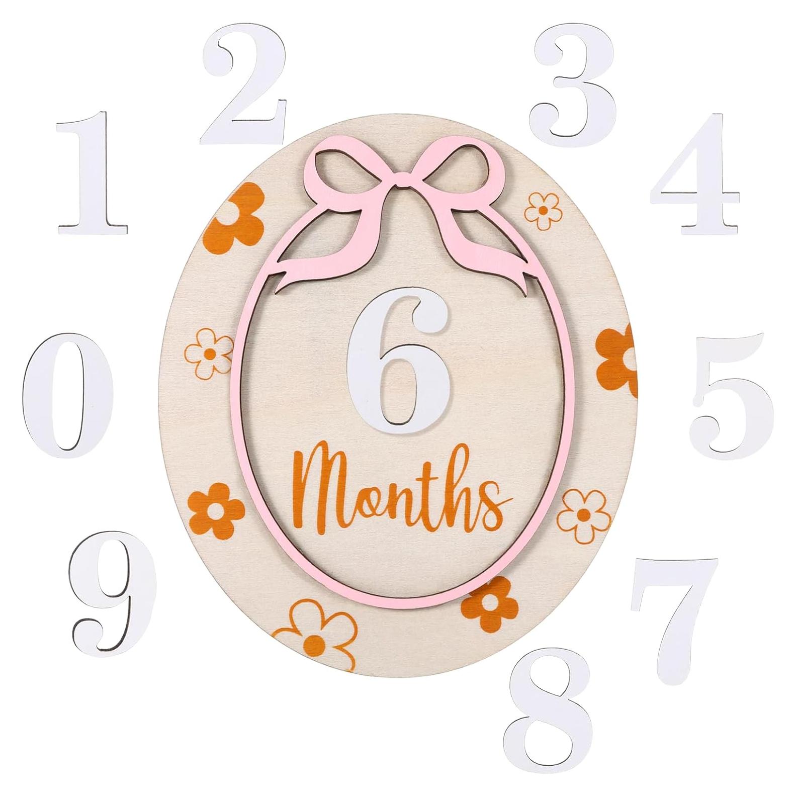 Tarjeta de Hito Mensual para Bebés Rose-cha, Madera 1-12 Meses