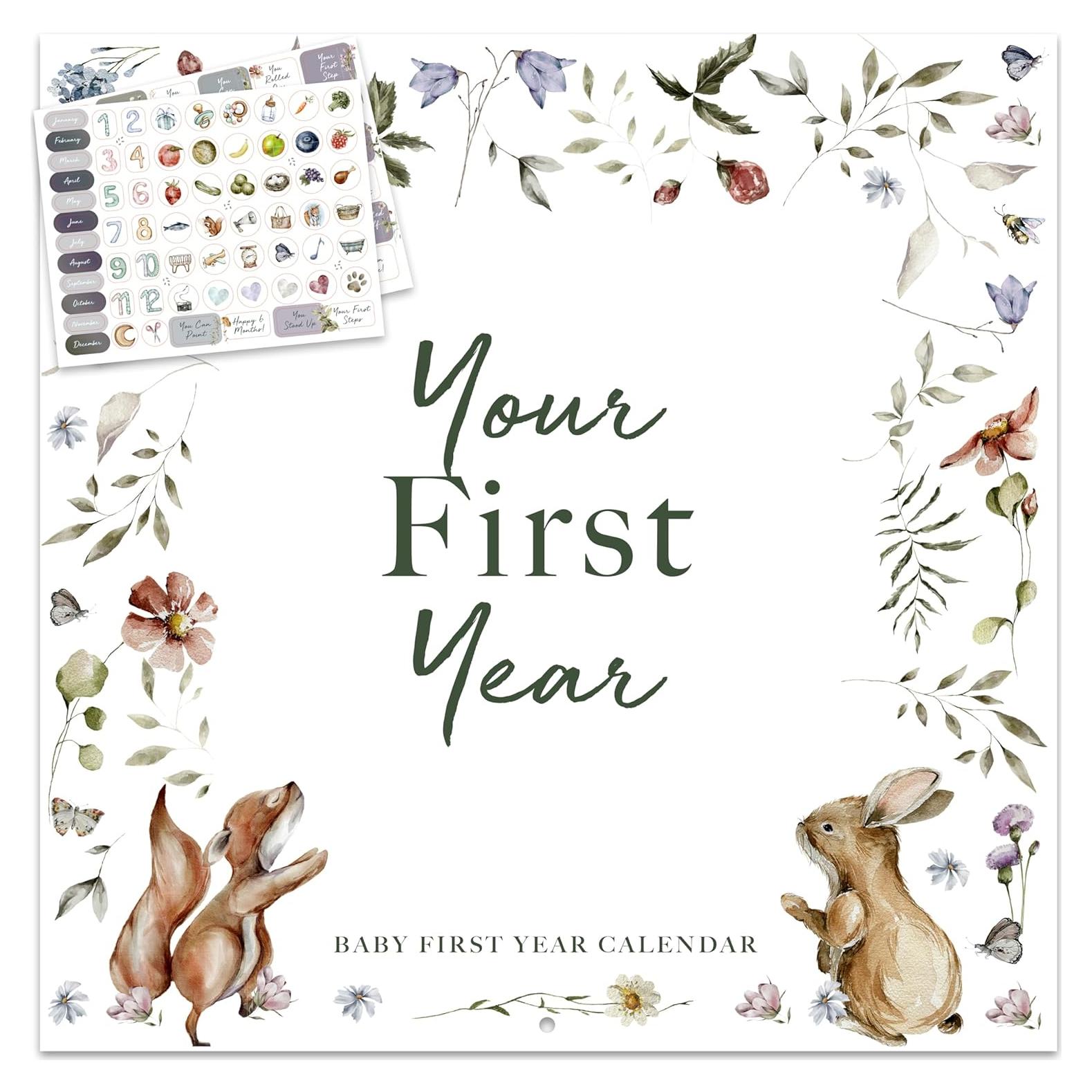 Calendario del Primer Año del Bebé Bibi & Beau con Stickers