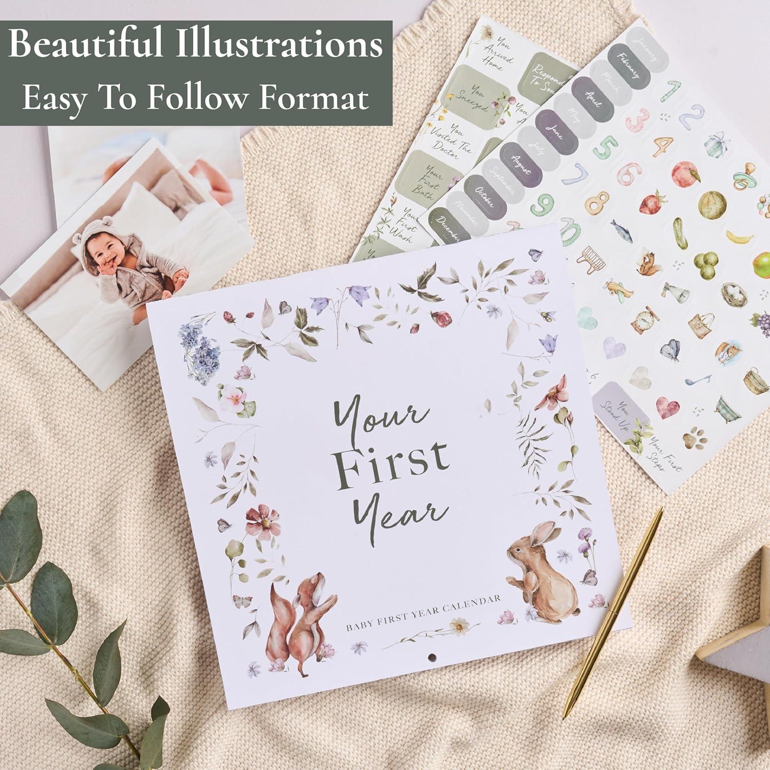 Calendario del Primer Año del Bebé Bibi & Beau con Stickers