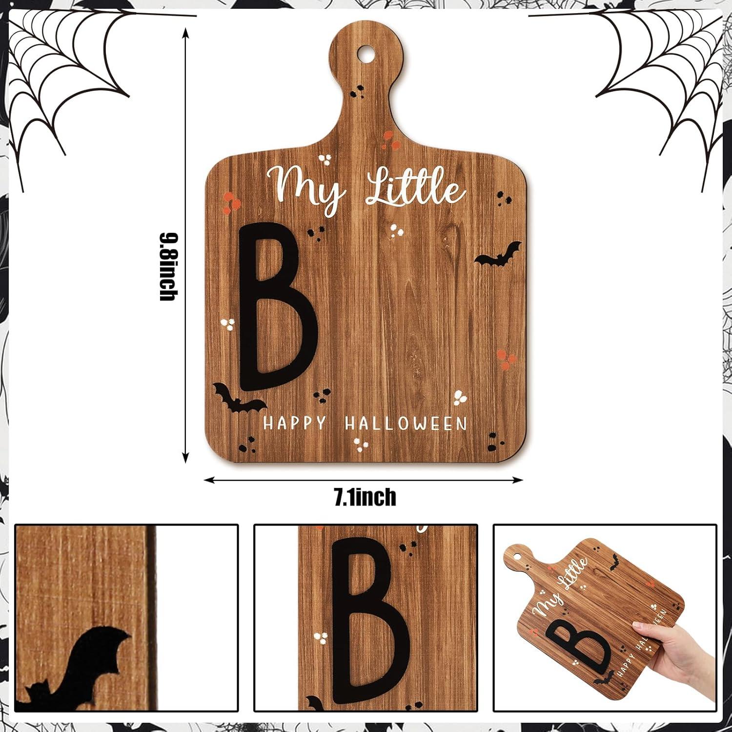 Tarjeta de Hito de Halloween Bebé Madera Personalizable 18x25cm