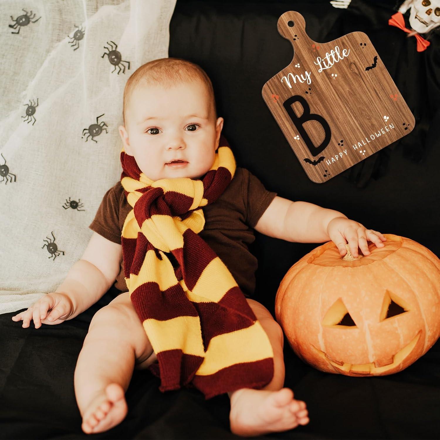 Tarjeta de Hito de Halloween Bebé Madera Personalizable 18x25cm