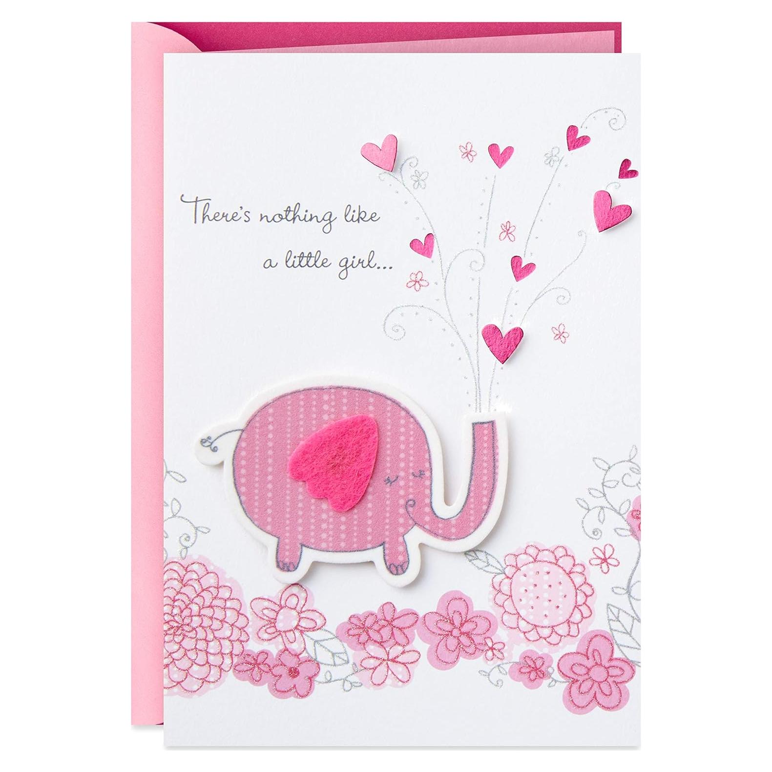 Tarjeta de Baby Shower Hallmark Elefante Rosa 12.7x18.3cm