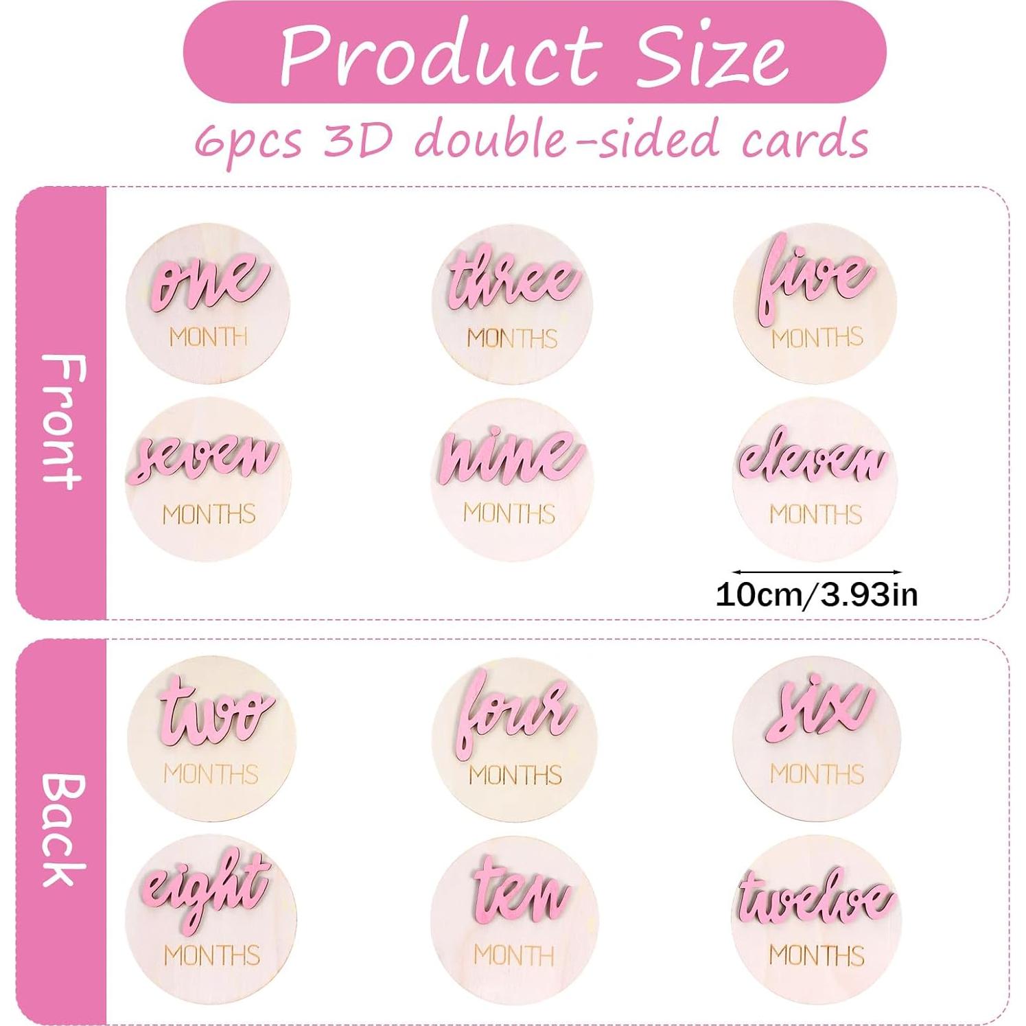 Señales Mensuales para Bebés TIESOME 6 Pcs Rosa 10x10 cm