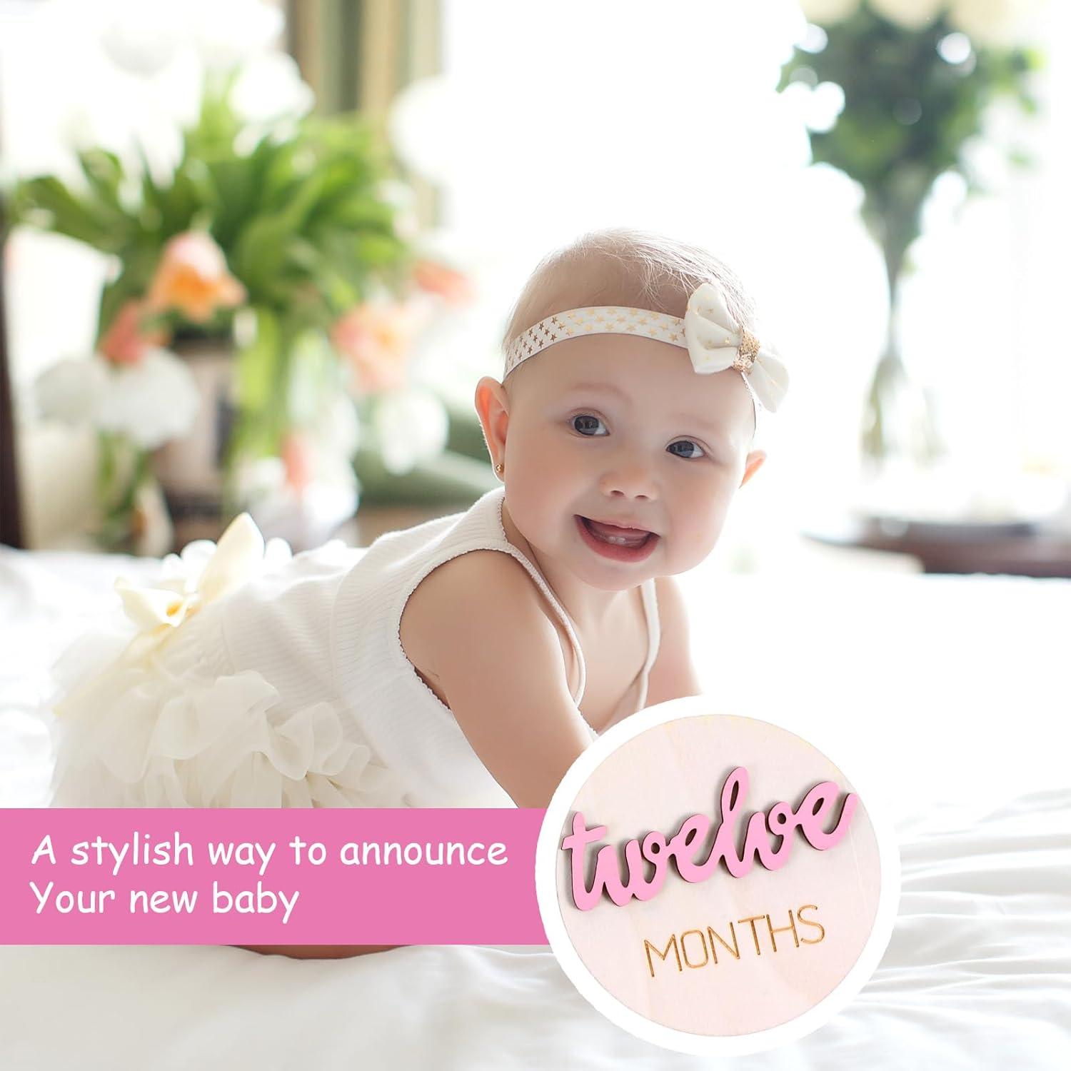 Señales Mensuales para Bebés TIESOME 6 Pcs Rosa 10x10 cm