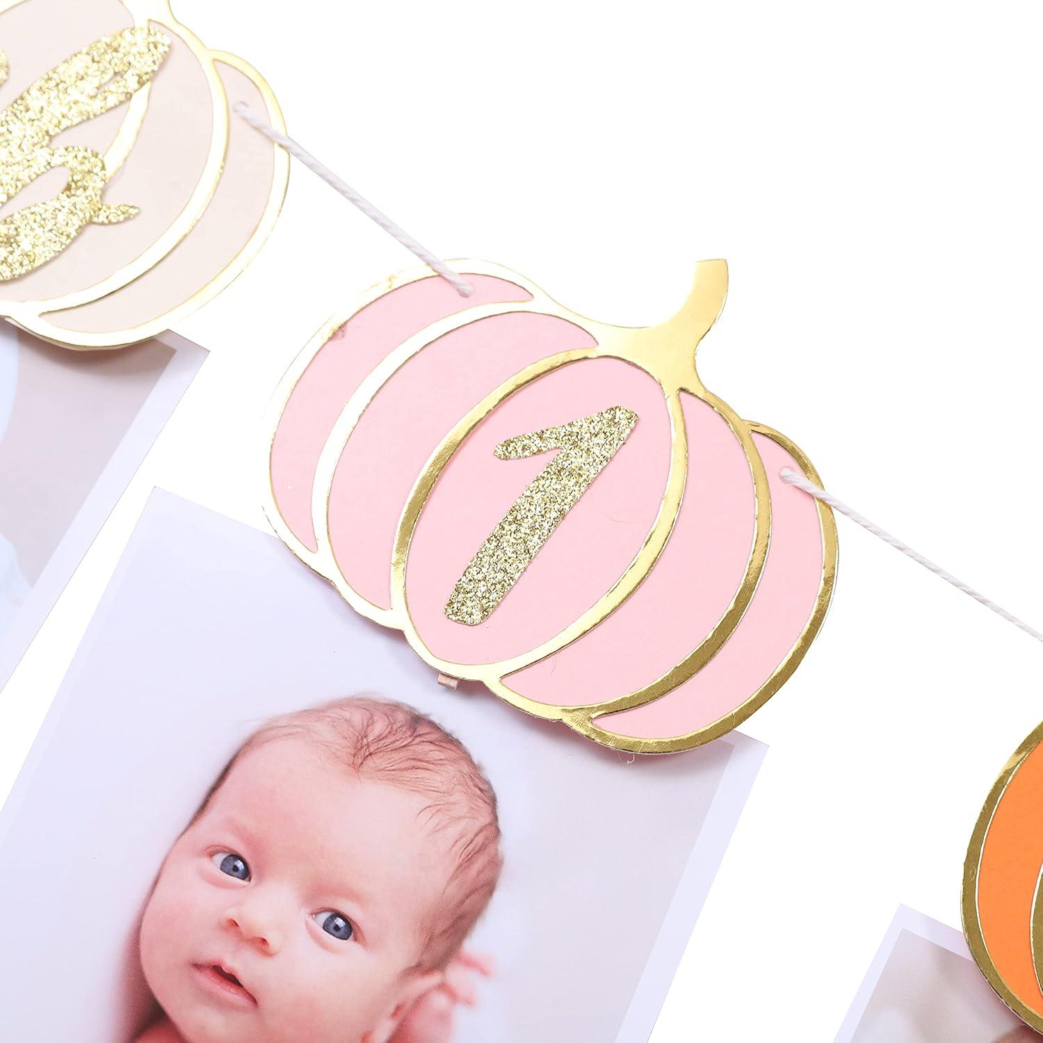 Banner de Cumpleaños Calabaza Rosa Naranja Dorado 249.4x6.6cm