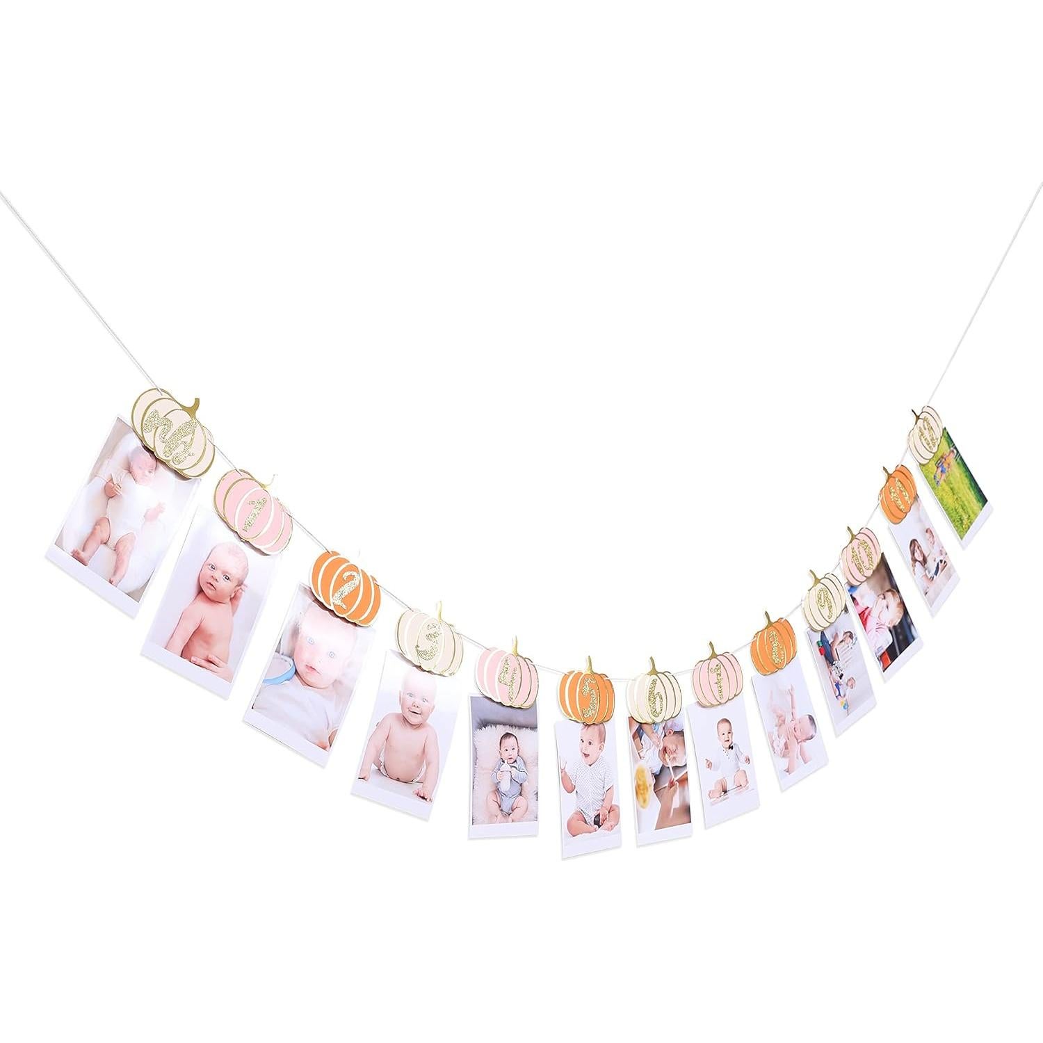 Banner de Cumpleaños Calabaza Rosa Naranja Dorado 249.4x6.6cm