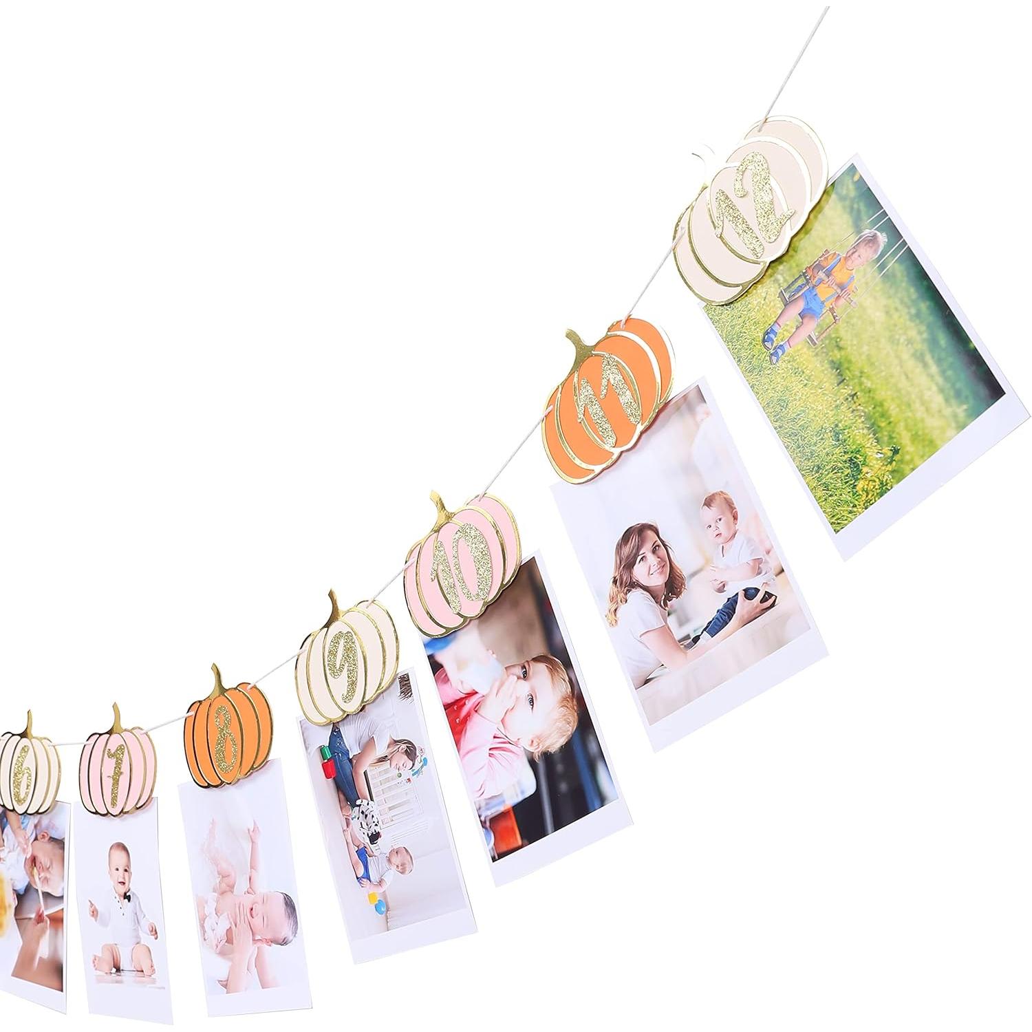 Banner de Cumpleaños Calabaza Rosa Naranja Dorado 249.4x6.6cm