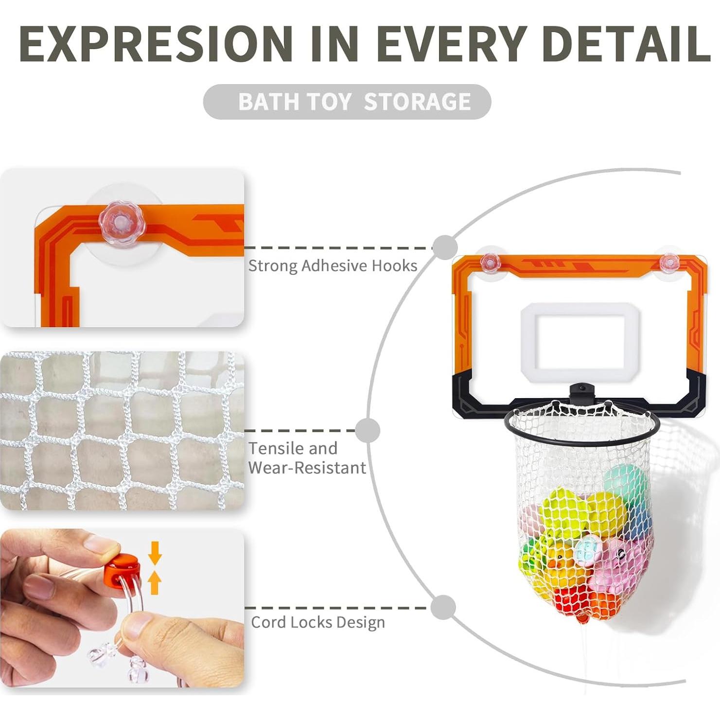 Organizador de Juguetes de Baño QPJ con Drenaje Rápido 40x24x56cm