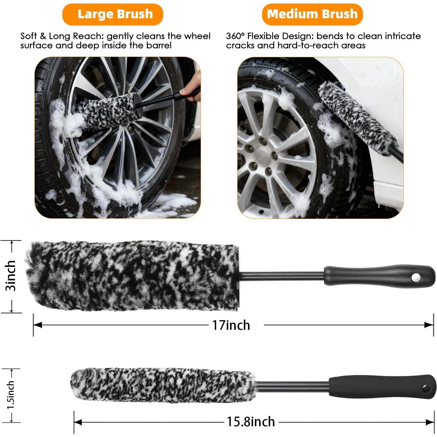 Kit de Cepillos de Limpieza para Ruedas y Neumáticos 6 Piezas