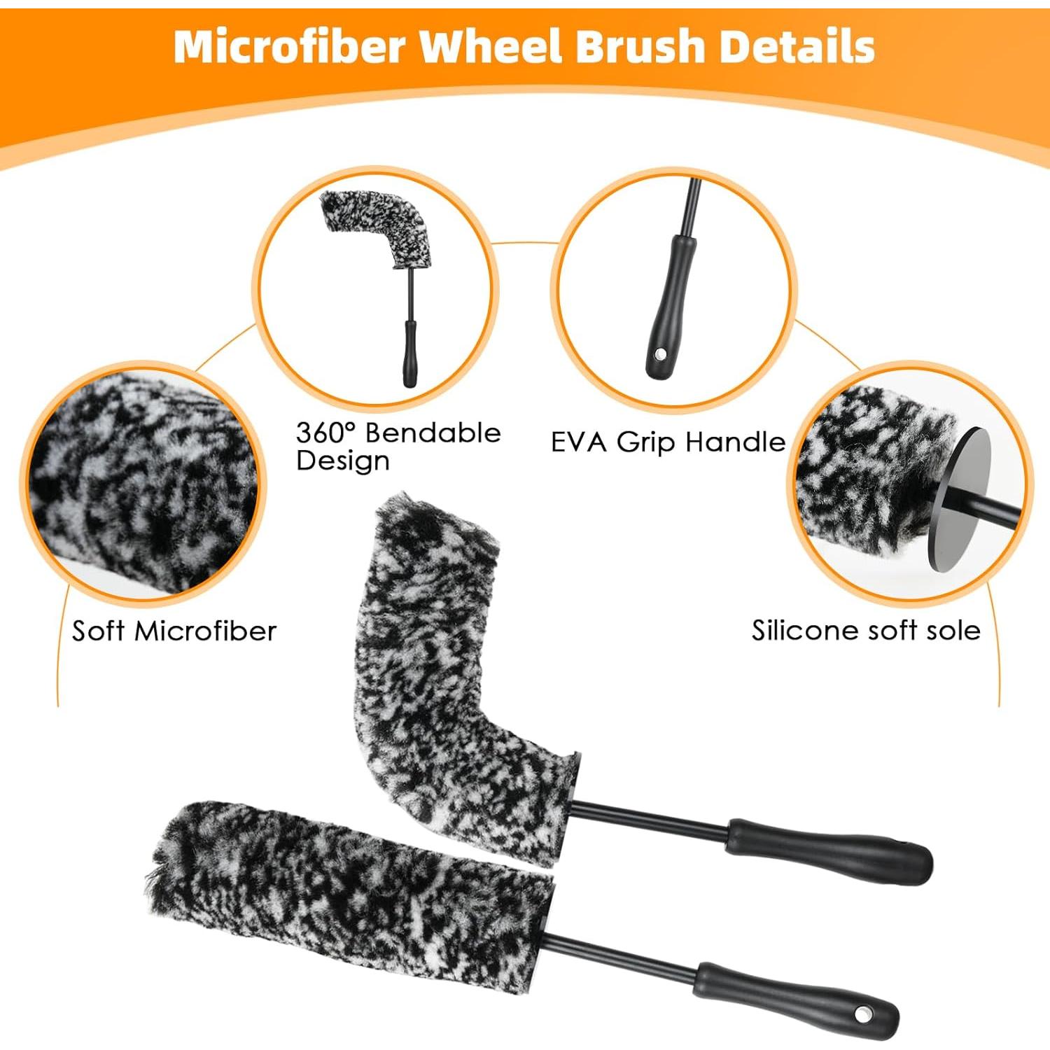 Kit de Cepillos de Limpieza para Ruedas y Neumáticos 6 Piezas