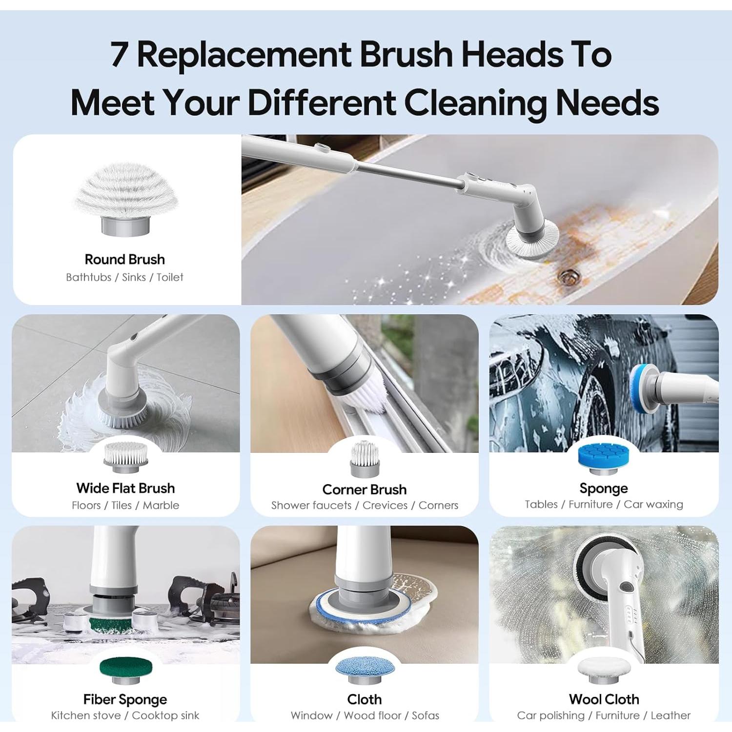 Cepillo Eléctrico Giratorio Sorpci 2025 con 7 Cabezas y 3 Velocidades