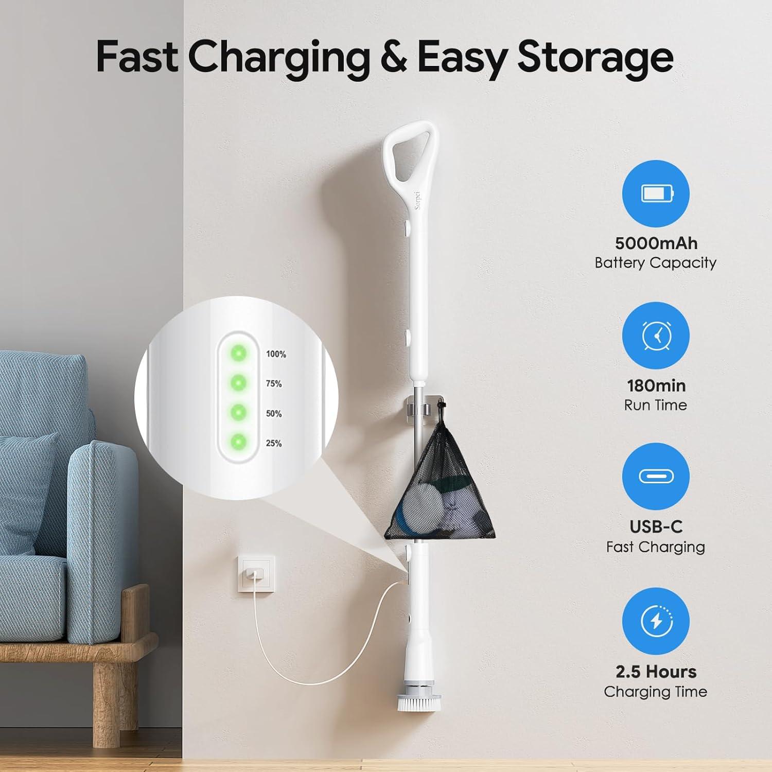 Cepillo Eléctrico Giratorio Sorpci 2025 con 7 Cabezas y 3 Velocidades