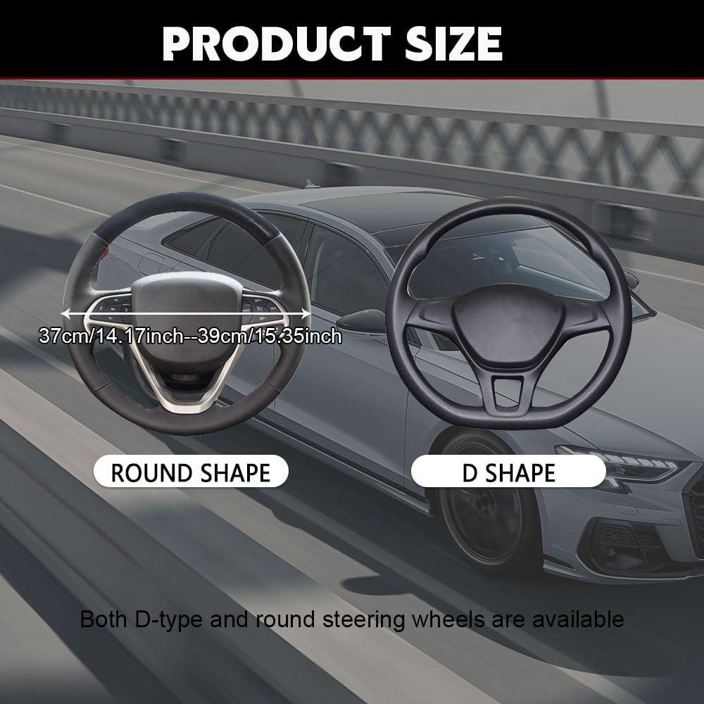 Cubierta de Volante de Cuero HQRNYP 15 Pulgadas Antideslizante Rojo Vino