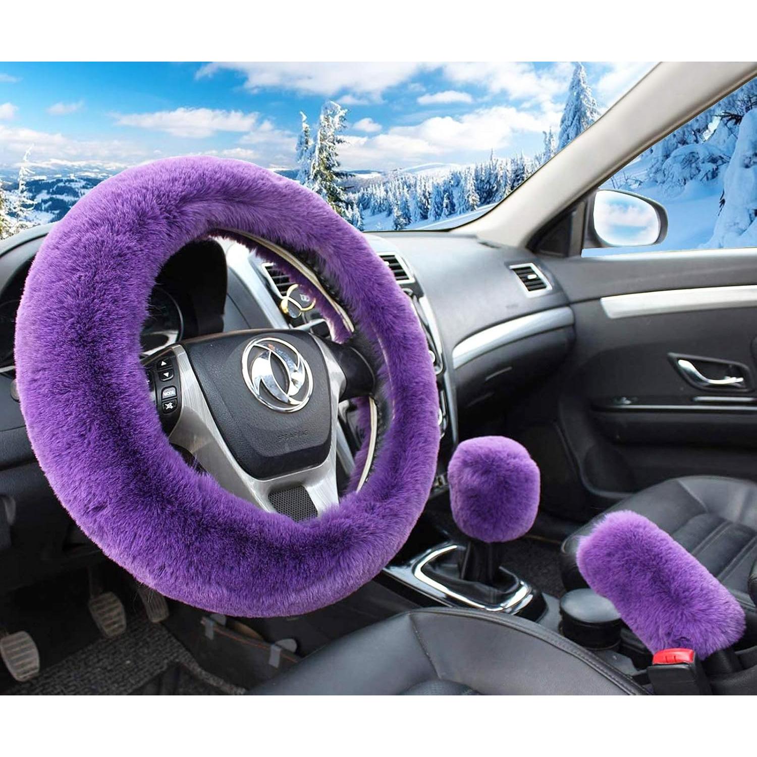 Set Funda de Volante Pinbola 5 Piezas Lana Sintética 36-38cm Púrpura