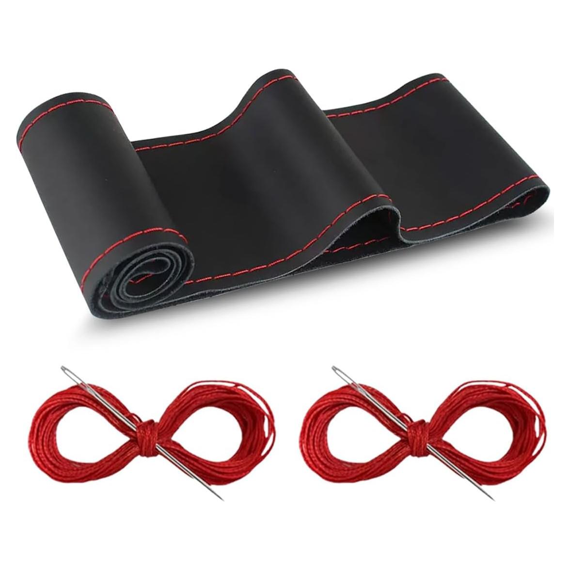 Cubierta de Volante de Cuero Genuino GLSOWEE 15 Pulgadas