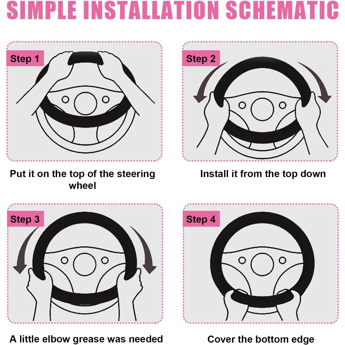 Funda de Volante de Coche Povtii Universal 38 cm Antideslizante Púrpura