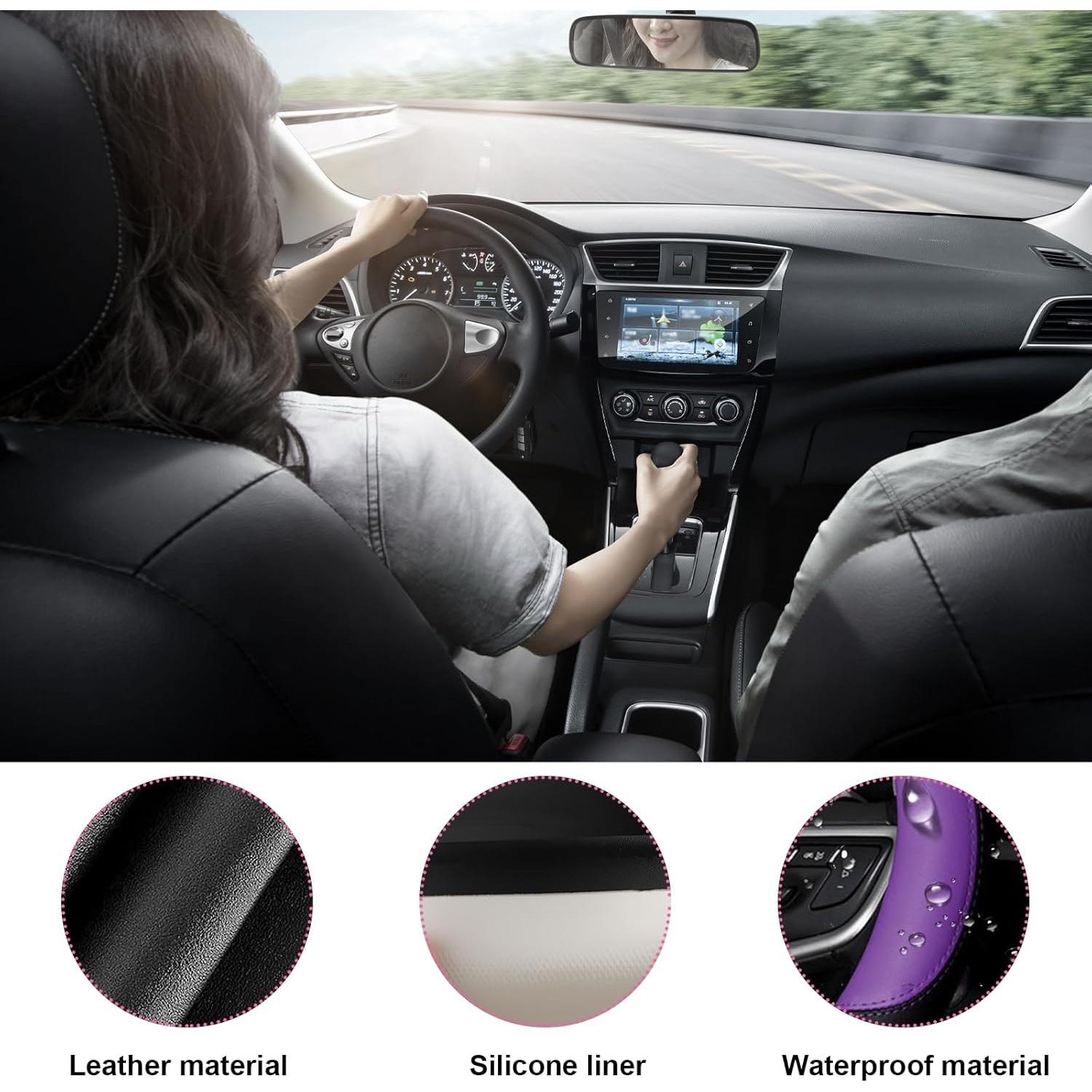 Funda de Volante de Coche Povtii Universal 38 cm Antideslizante Púrpura