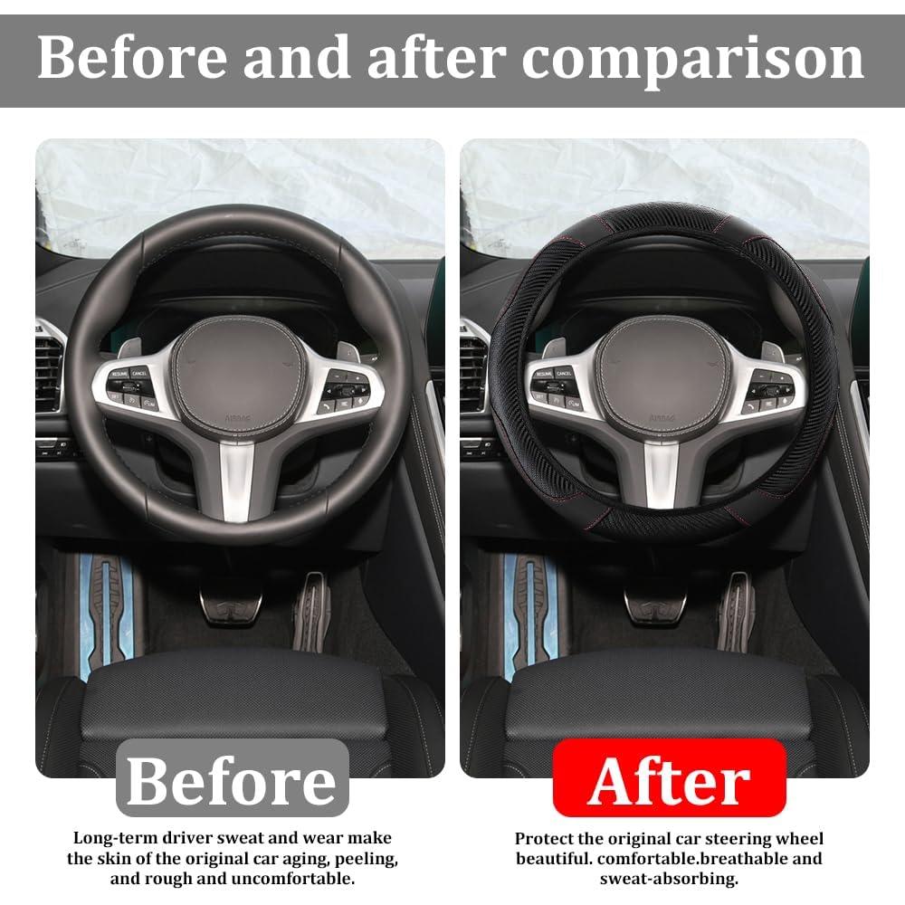 Cubierta de Volante de Coche HQRNYP 15" Cuero Antideslizante