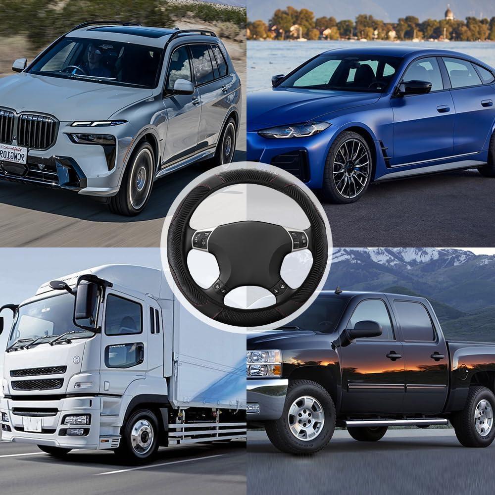 Cubierta de Volante de Coche HQRNYP 15" Cuero Antideslizante