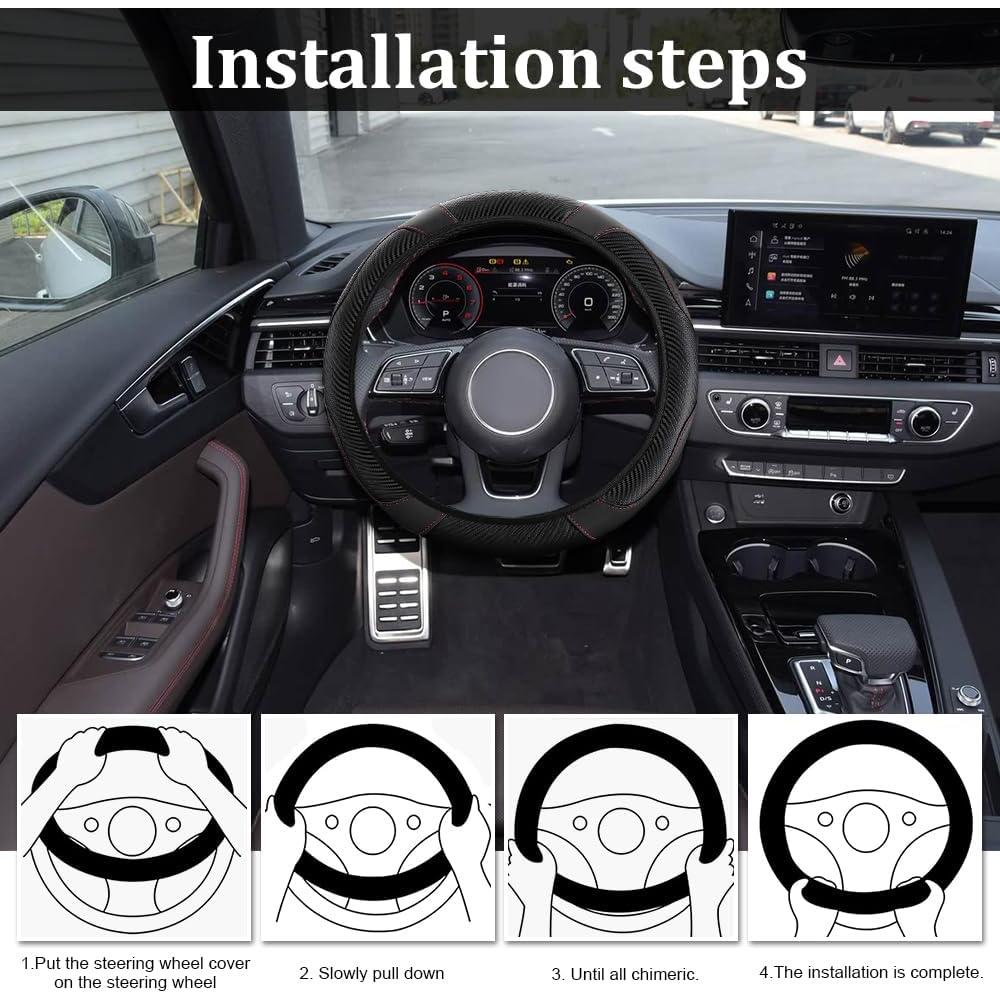 Cubierta de Volante de Coche HQRNYP 15" Cuero Antideslizante