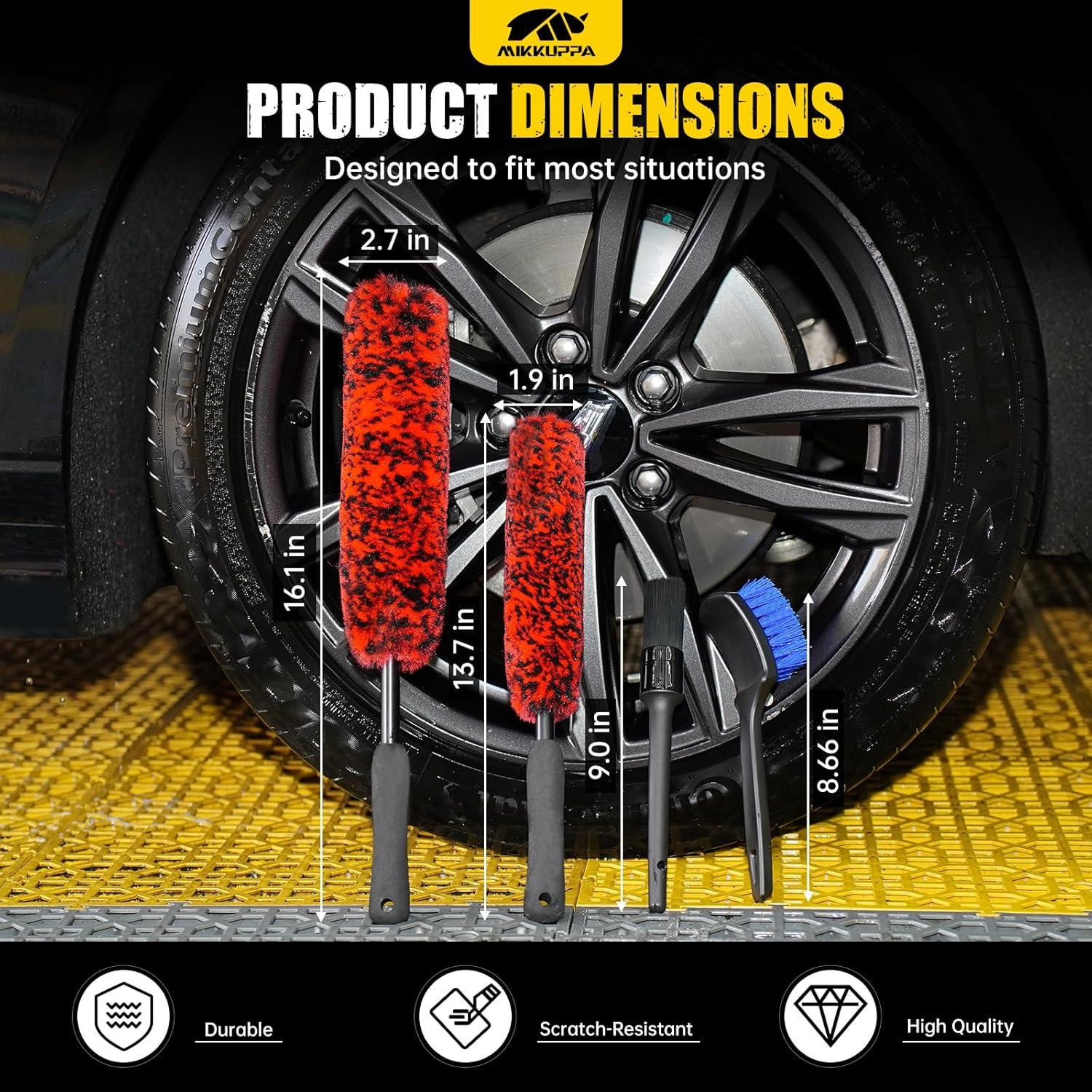 Juego de Cepillos para Ruedas MIKKUPPA - 4 Piezas para Coche
