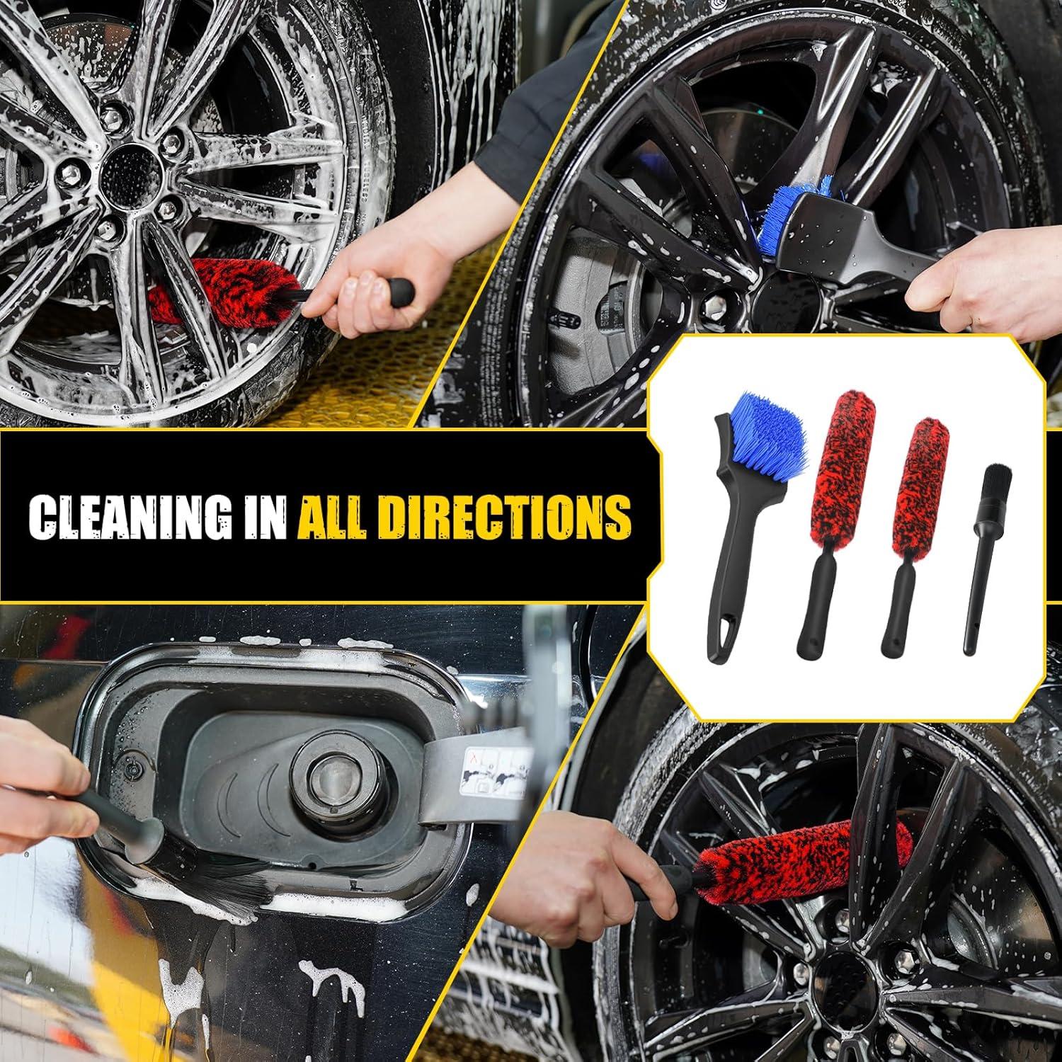 Juego de Cepillos para Ruedas MIKKUPPA - 4 Piezas para Coche