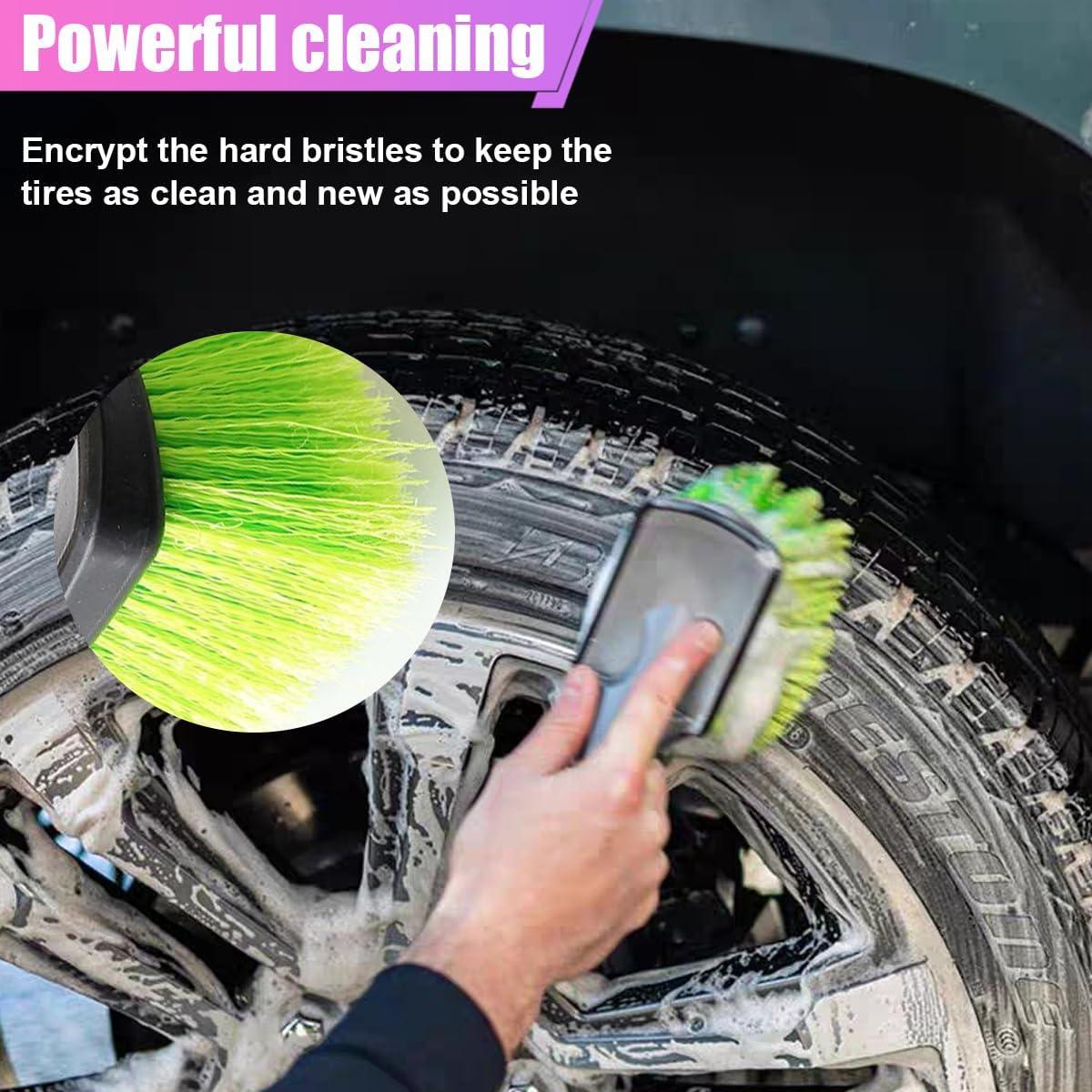 Cepillo Limpiador de Ruedas ZIMISI Verde - Cerdas Suaves y Ergonomía