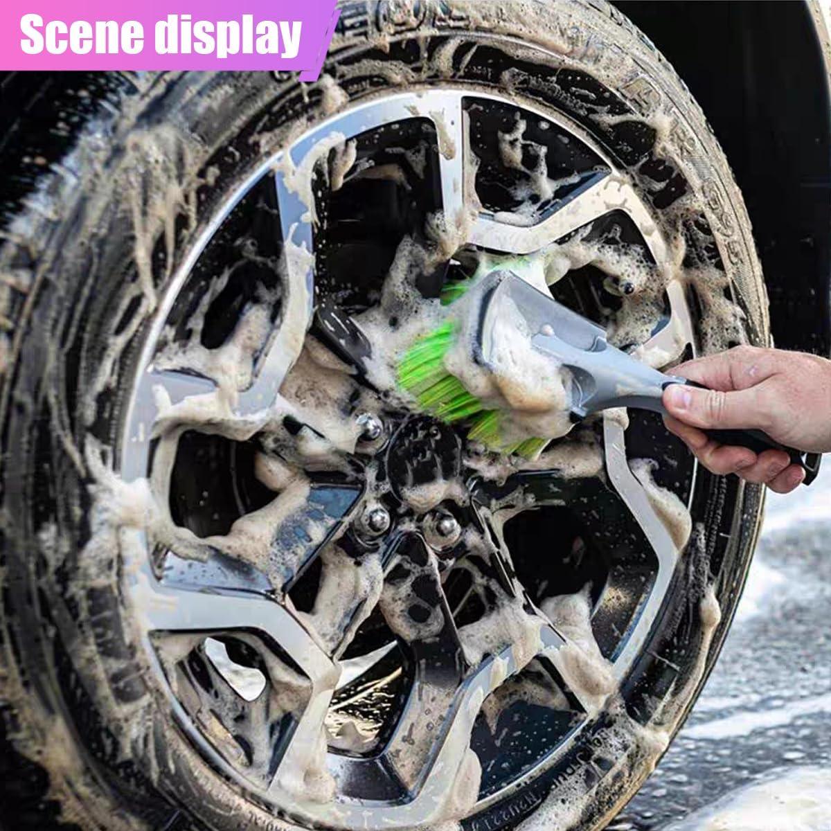 Cepillo Limpiador de Ruedas ZIMISI Verde - Cerdas Suaves y Ergonomía