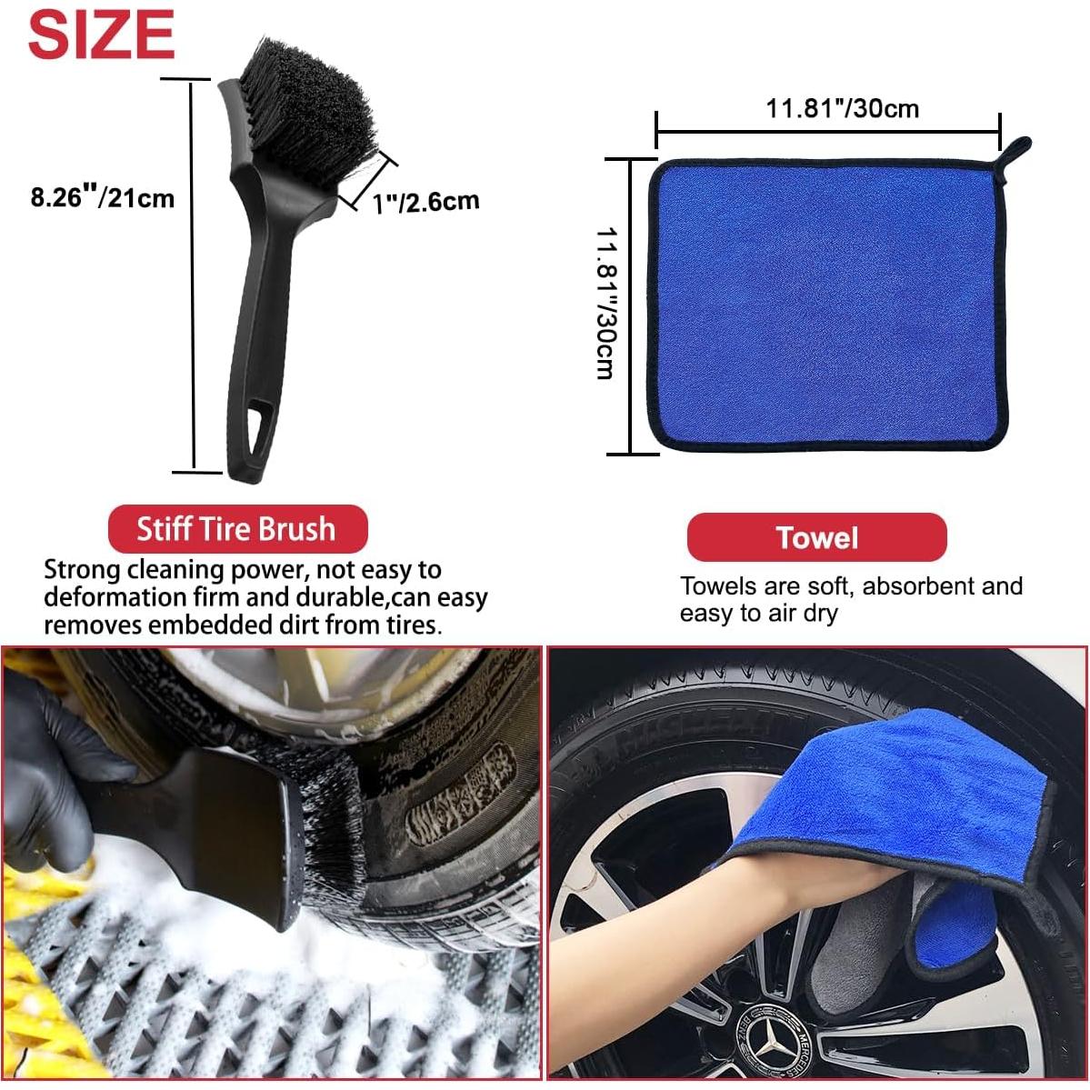 Juego de Cepillos de Limpieza para Ruedas Latamil 9 Piezas