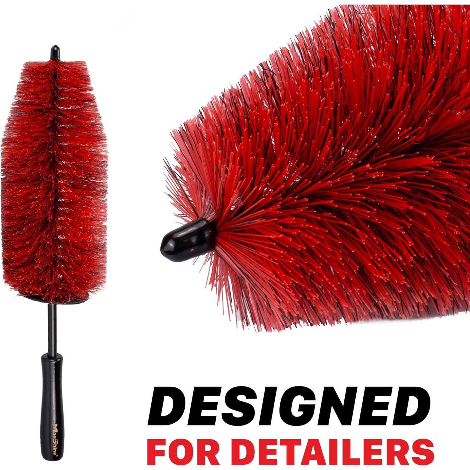 Cepillo para Ruedas Maxshine 10" Rojo y Negro Cerdas Suaves