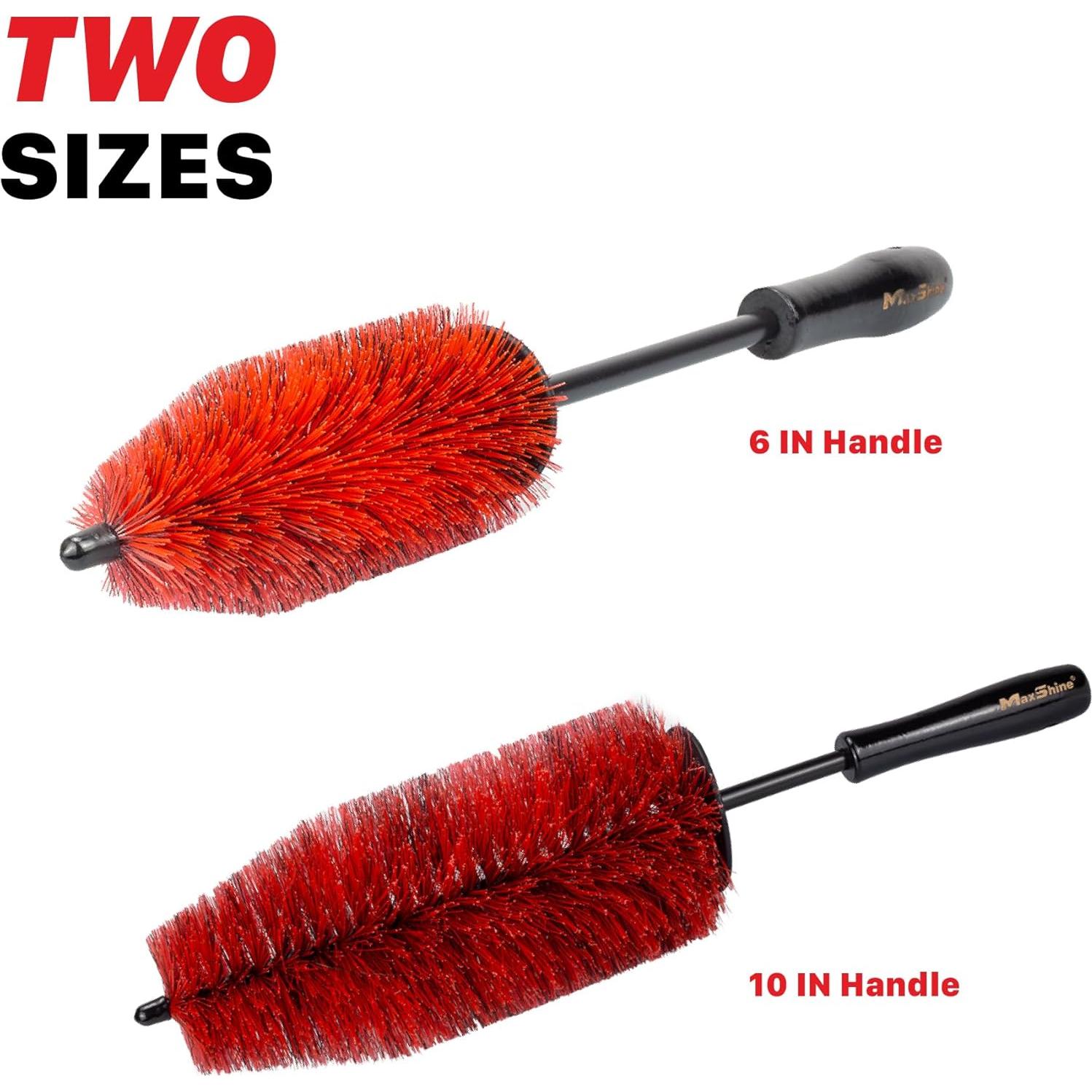 Cepillo para Ruedas Maxshine 10" Rojo y Negro Cerdas Suaves