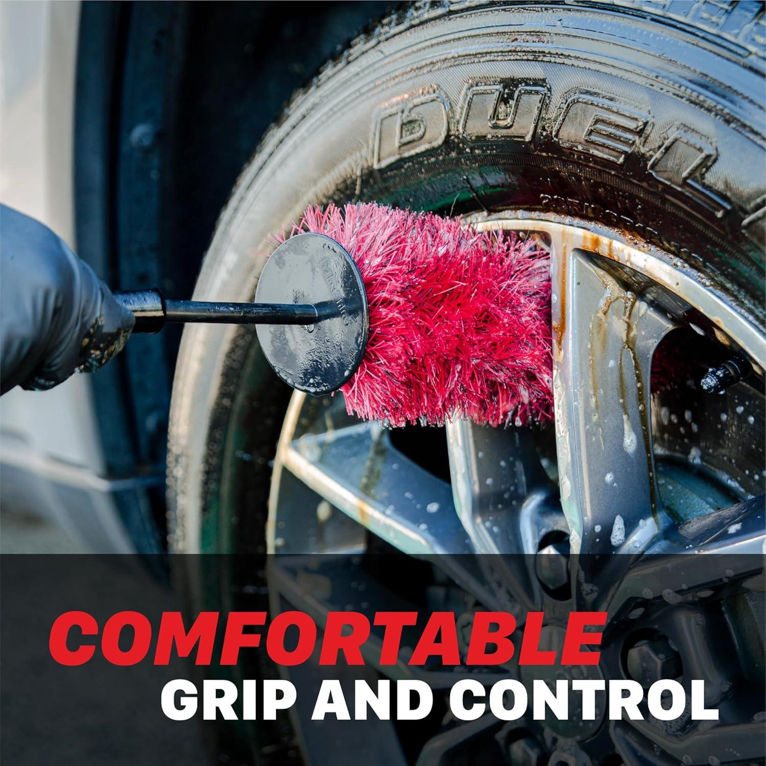 Cepillo para Ruedas Maxshine 10" Rojo y Negro Cerdas Suaves