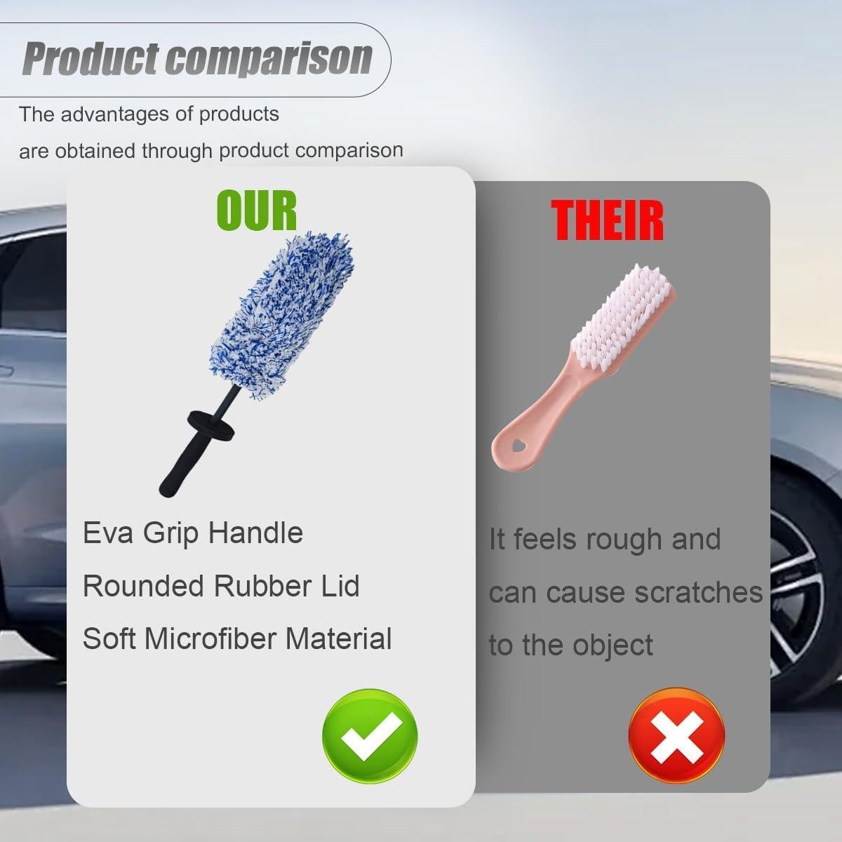 Cepillo Limpiador de Ruedas ZIMISI Microfibra Azul 42.94 cm