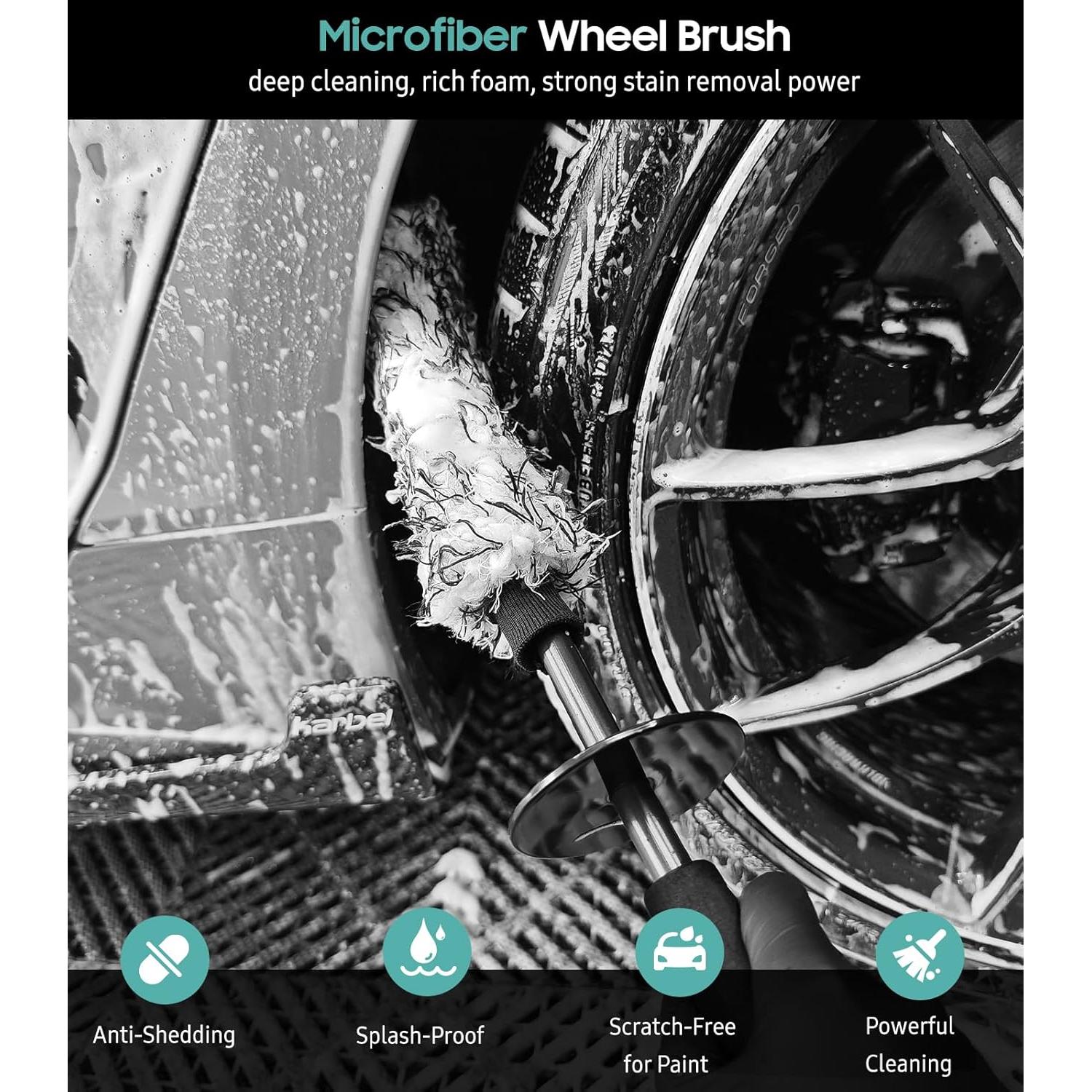 Kit de Cepillos de Limpieza de Ruedas YeewayVeh 3 Piezas