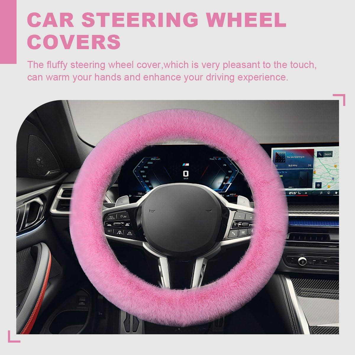 Juego de Fundas de Volante de Coche LHDOS Rosa 5 Piezas
