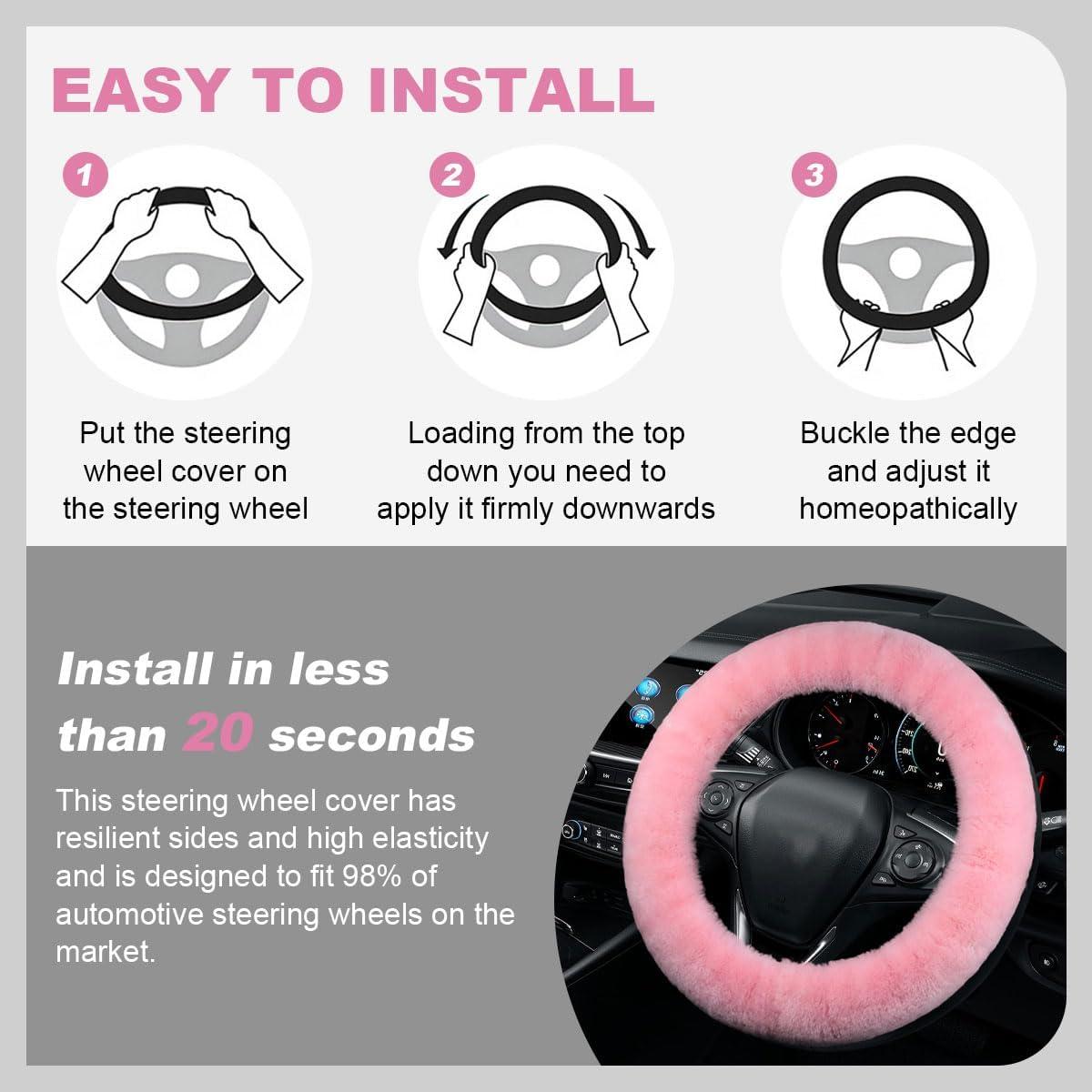 Juego de Fundas de Volante de Coche LHDOS Rosa 5 Piezas