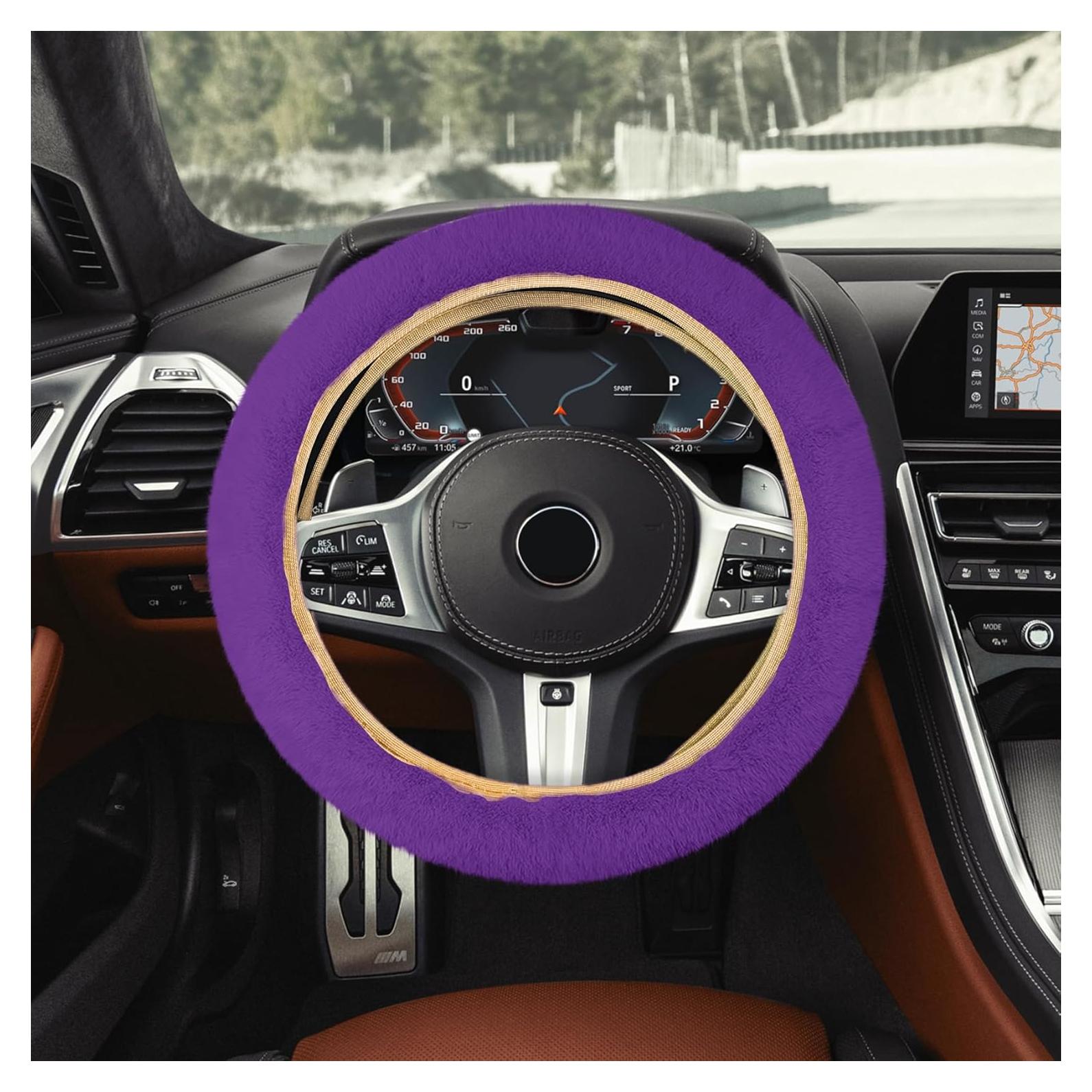 Cubierta de Volante Calentada QZTYTY 38 cm Piel Fieltro Púrpura