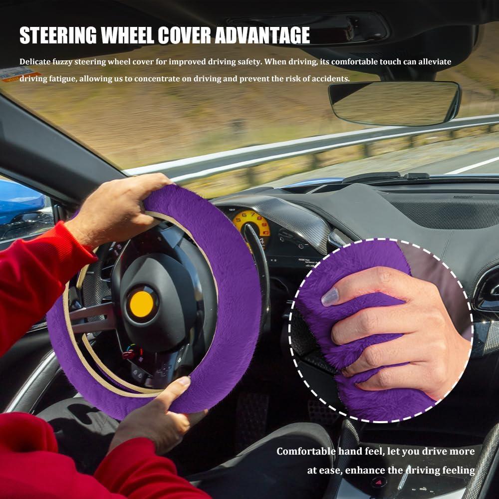 Cubierta de Volante Calentada QZTYTY 38 cm Piel Fieltro Púrpura