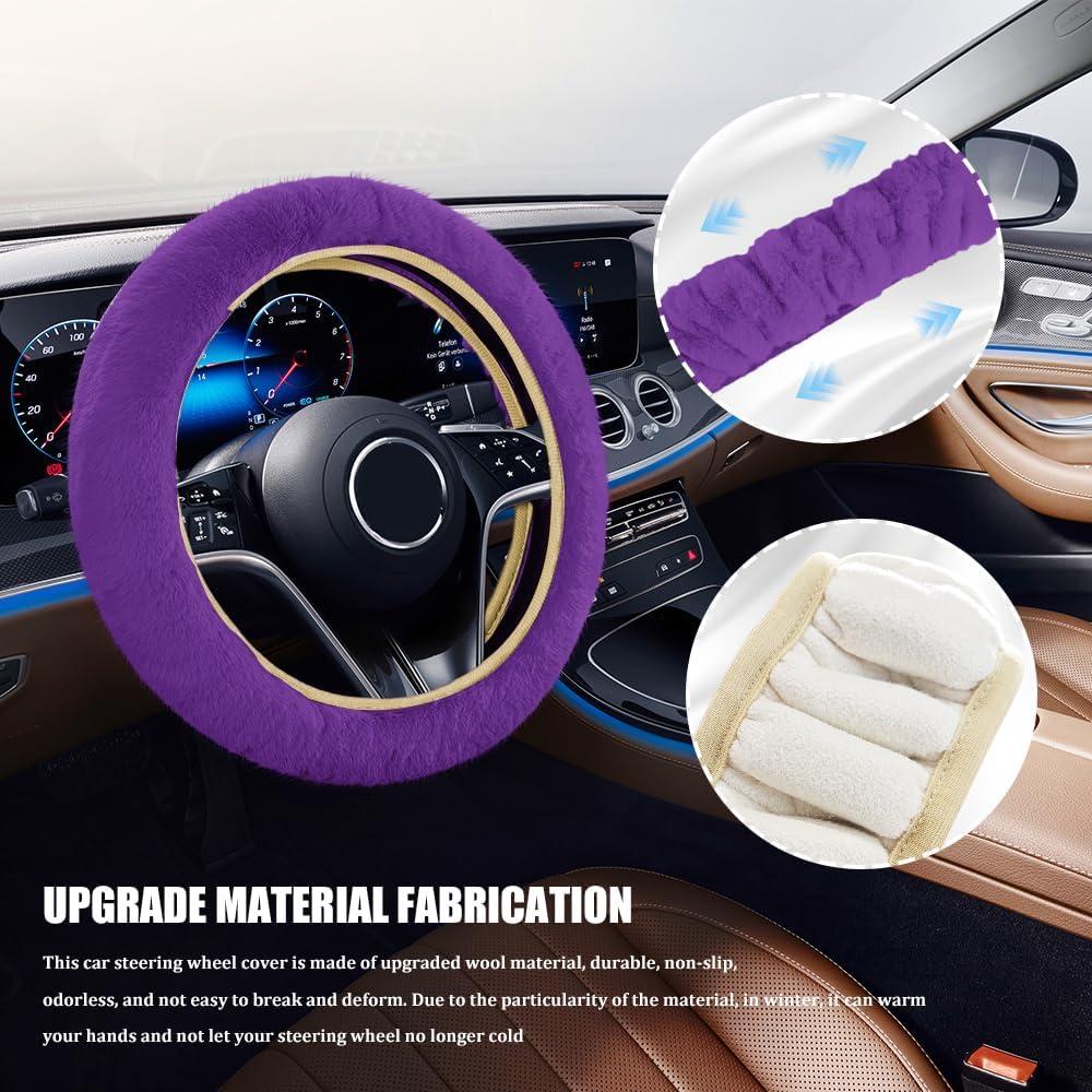 Cubierta de Volante Calentada QZTYTY 38 cm Piel Fieltro Púrpura