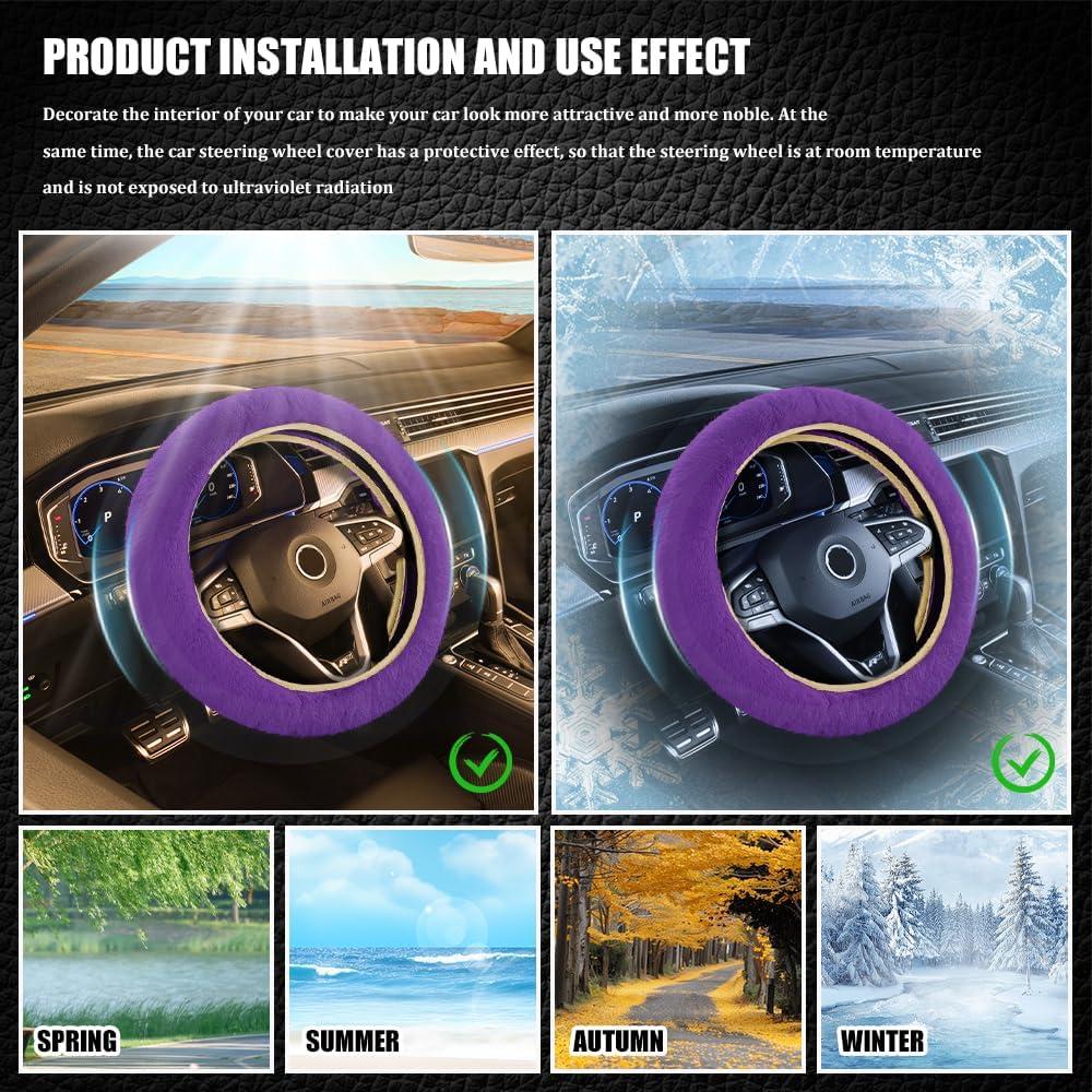 Cubierta de Volante Calentada QZTYTY 38 cm Piel Fieltro Púrpura