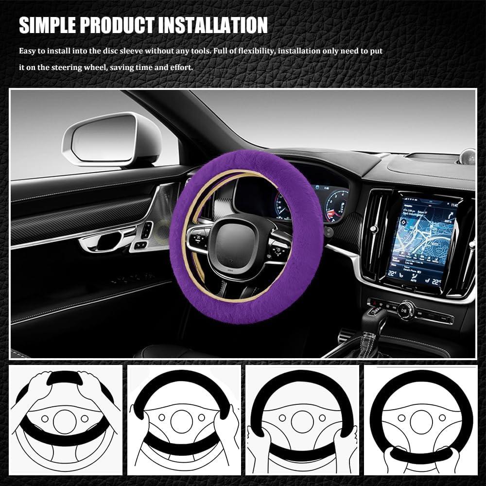 Cubierta de Volante Calentada QZTYTY 38 cm Piel Fieltro Púrpura