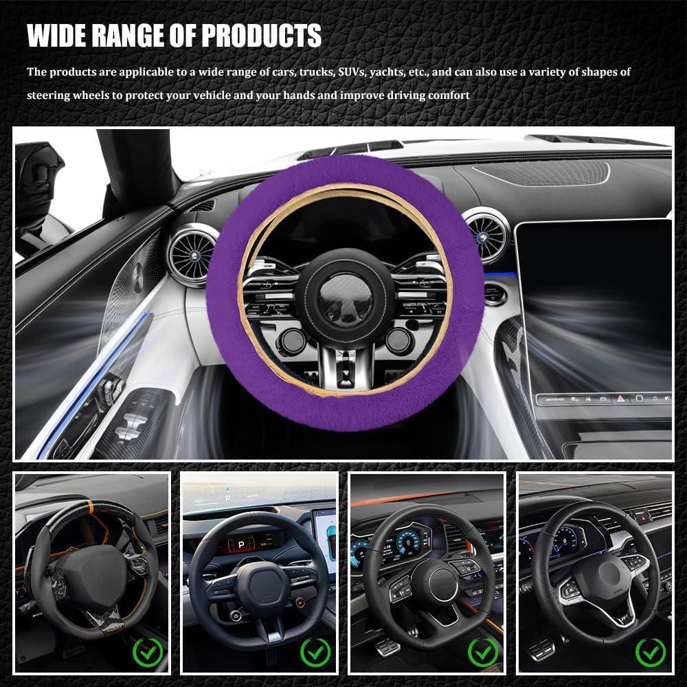 Cubierta de Volante Calentada QZTYTY 38 cm Piel Fieltro Púrpura