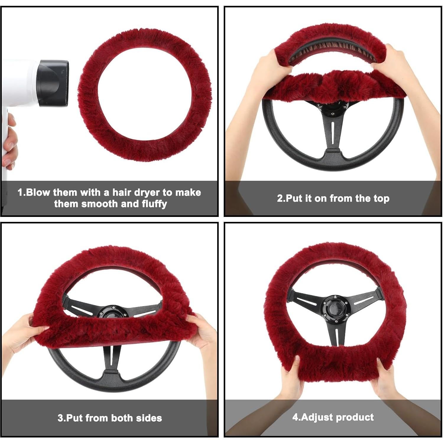 Juego de Accesorios de Coche Frienda 6 Piezas Rojo Vino