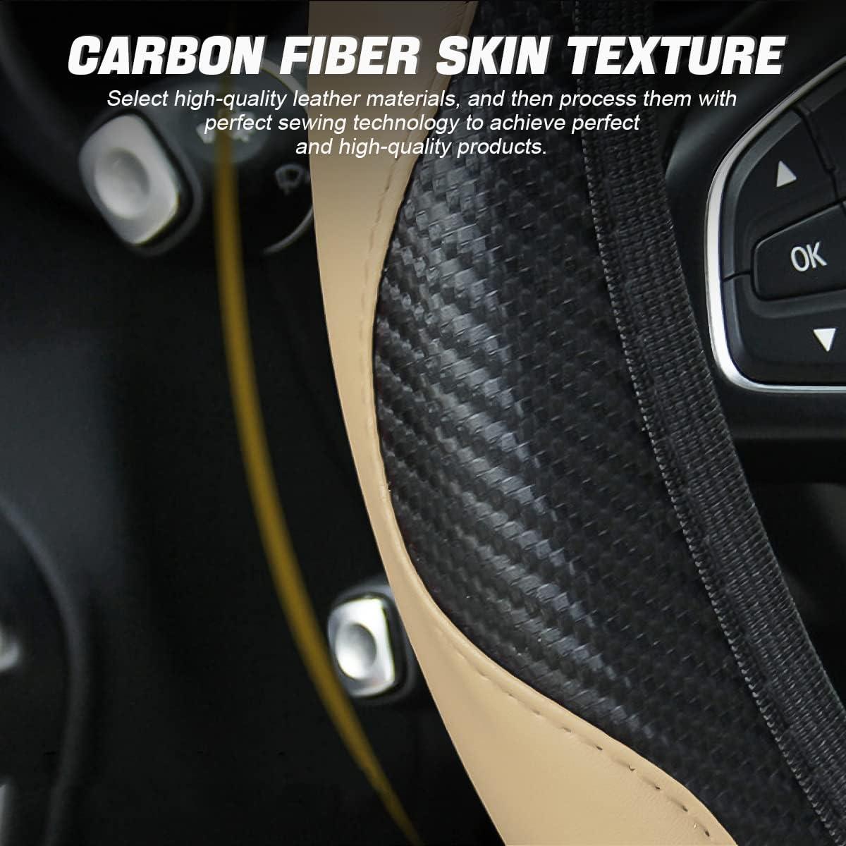 Funda de Volante LoyaForba 35-39 cm PU Cuero Beige Antideslizante