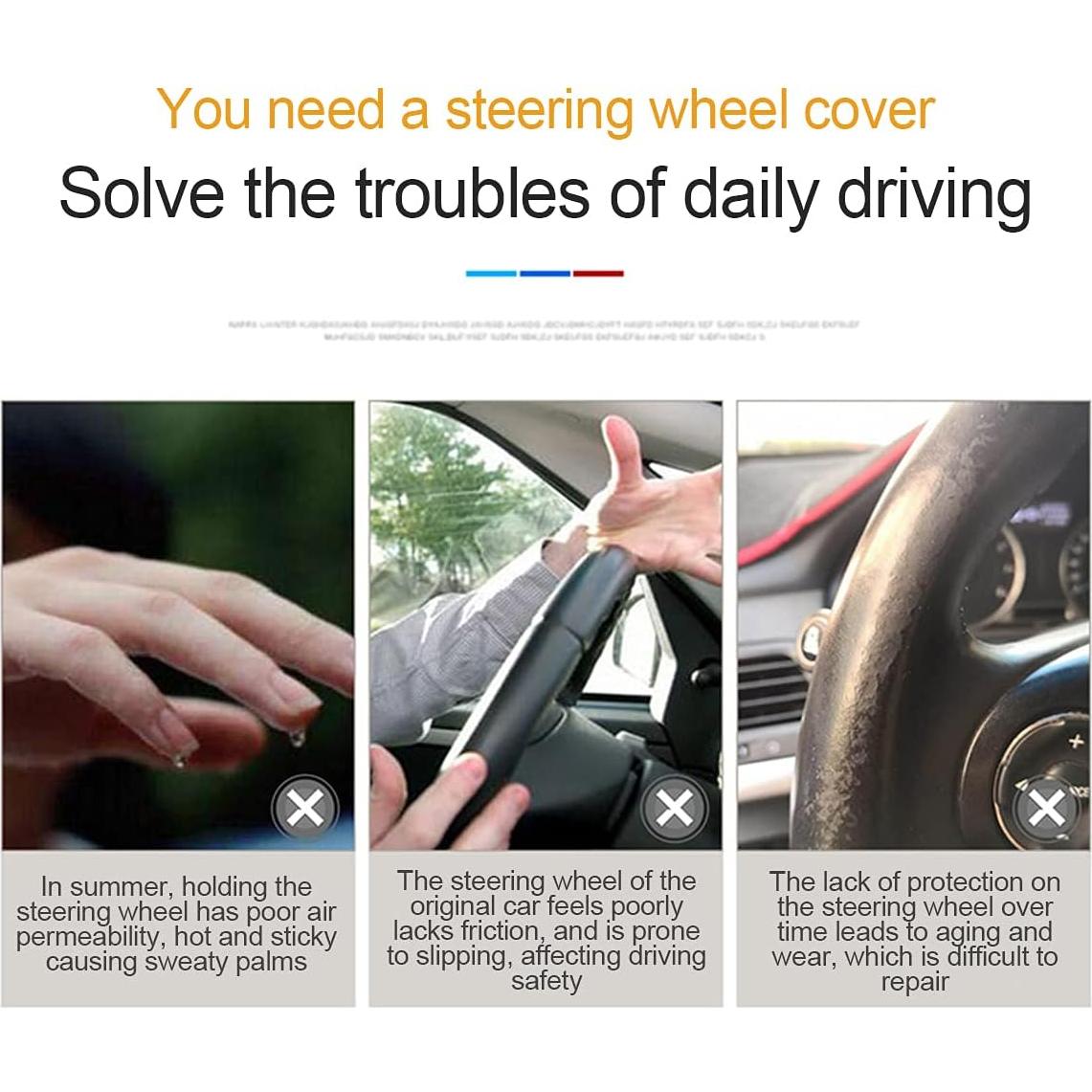 Funda de Volante LoyaForba 35-39 cm PU Cuero Beige Antideslizante