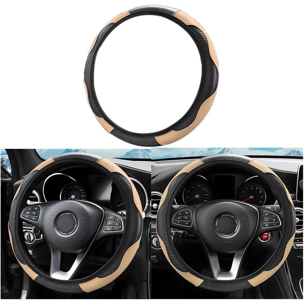 Funda de Volante LoyaForba 35-39 cm PU Cuero Beige Antideslizante