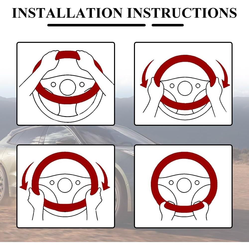 Cubierta de Volante de Cuero Tecledsn 15 Pulgadas Vino