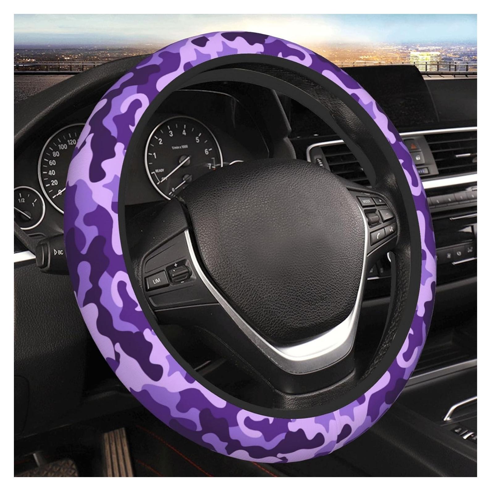 Cubierta de Volante JKJOJIA Camo Morado 38 cm Antideslizante